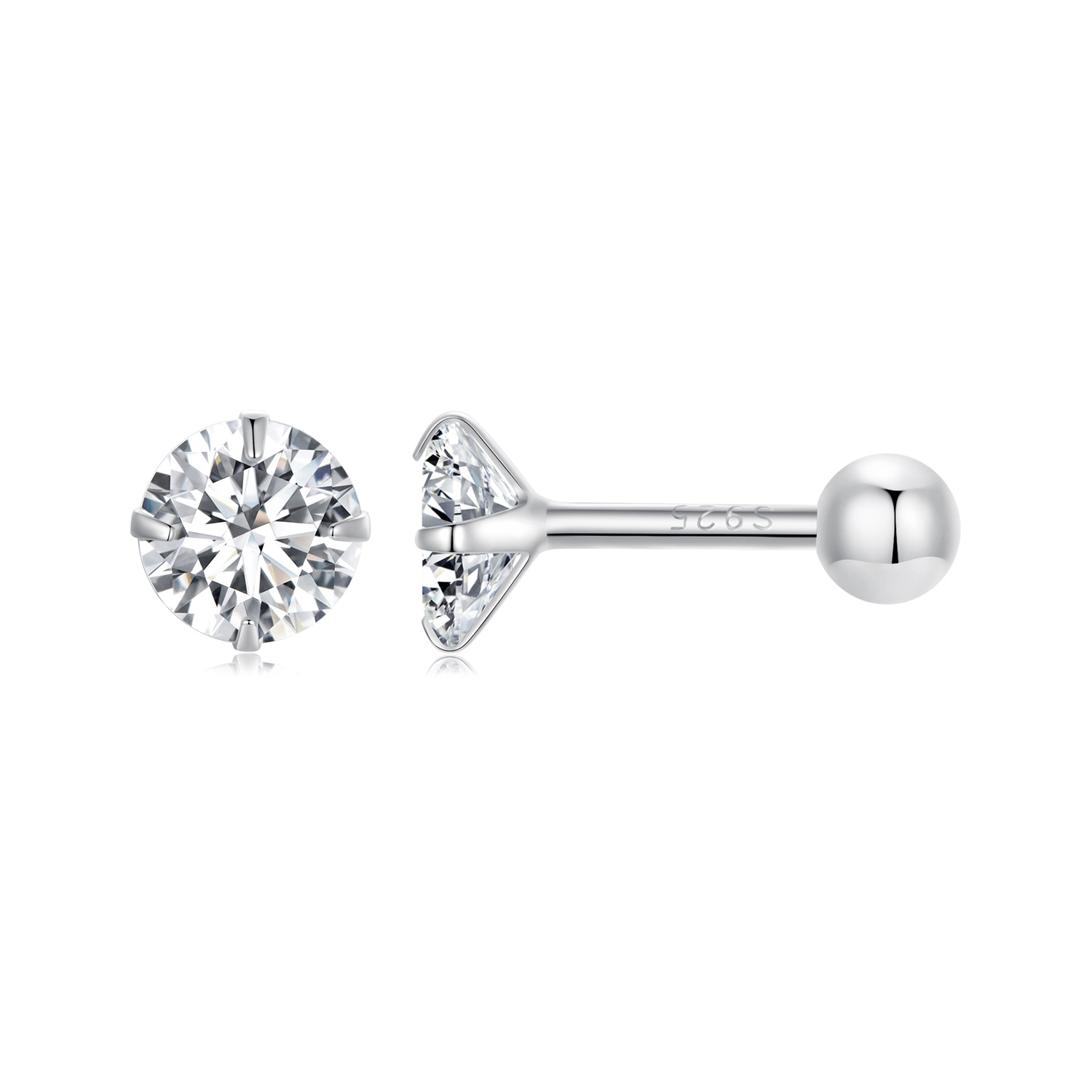 pendientes de estilo pandora en zirconio blanco sce1646 s