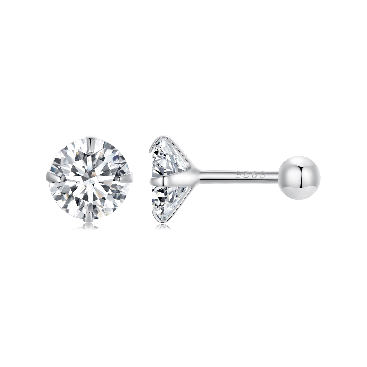 pendientes de estudios de estilo pandora con circonio blanco sce1646 m