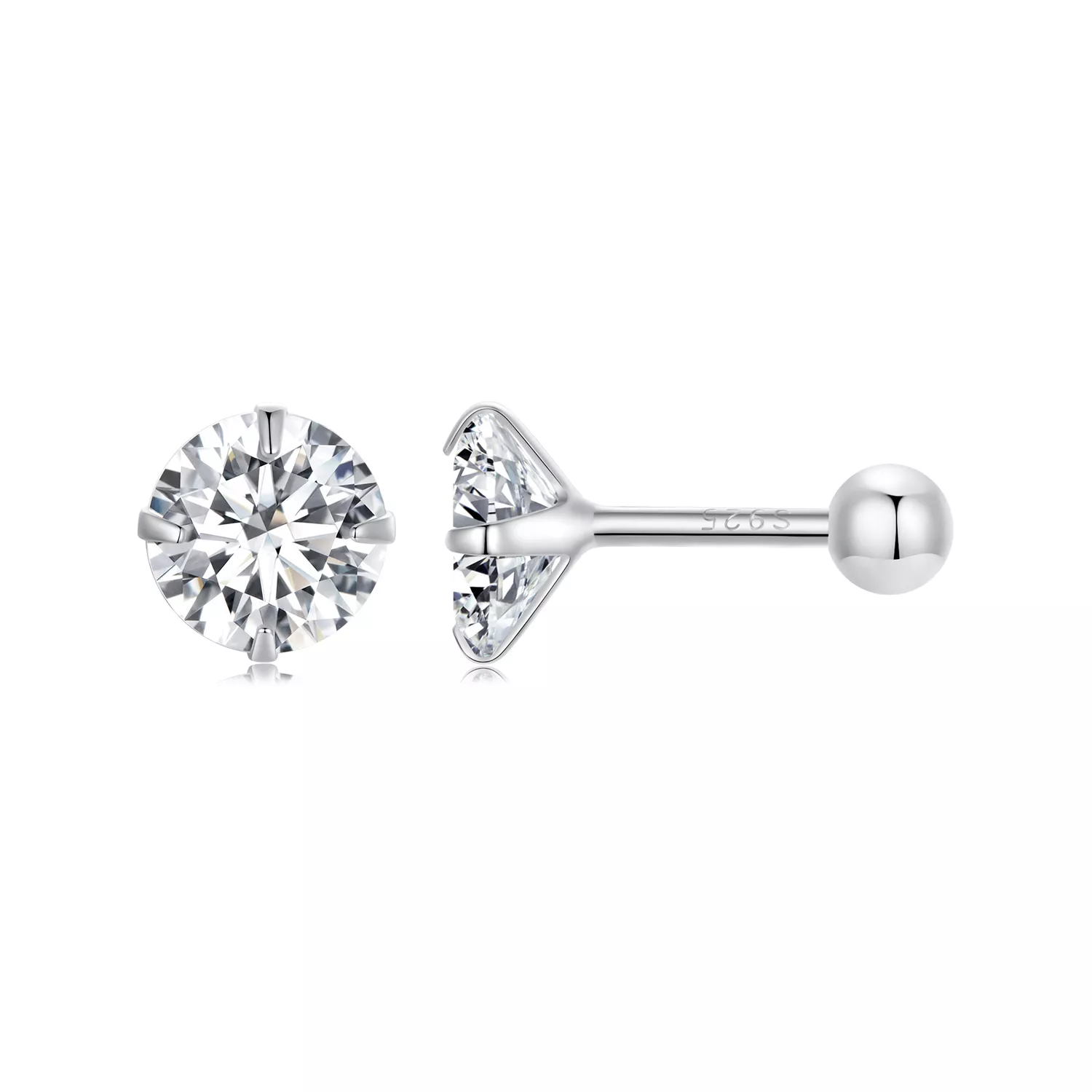 pendientes de estudios de estilo pandora con circonio blanco sce1646 m