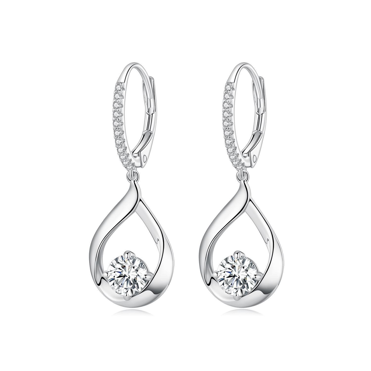 pendientes de moissanita con estilo pandora en forma de gota dos certificados mse032