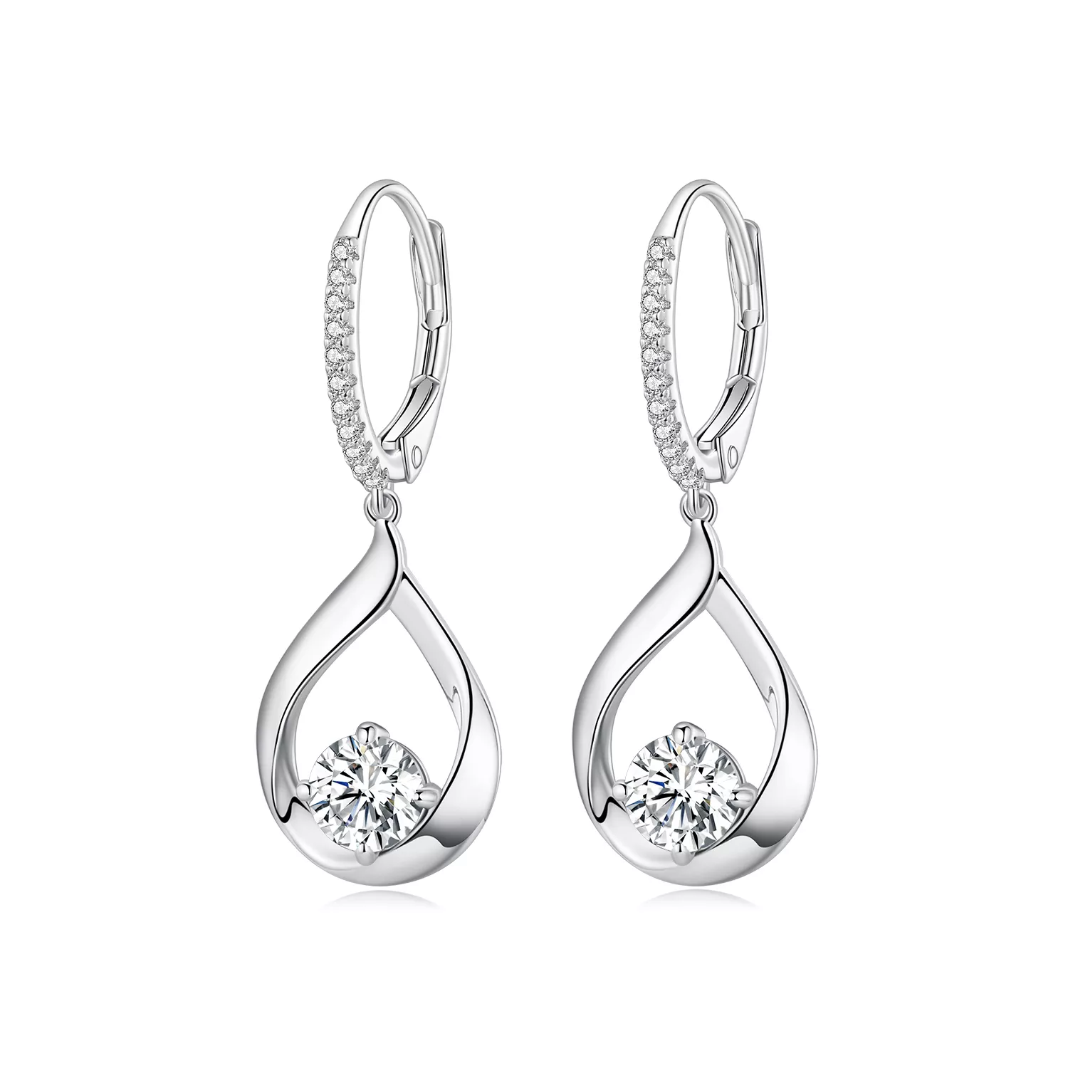 pendientes de moissanita con estilo pandora en forma de gota dos certificados mse032