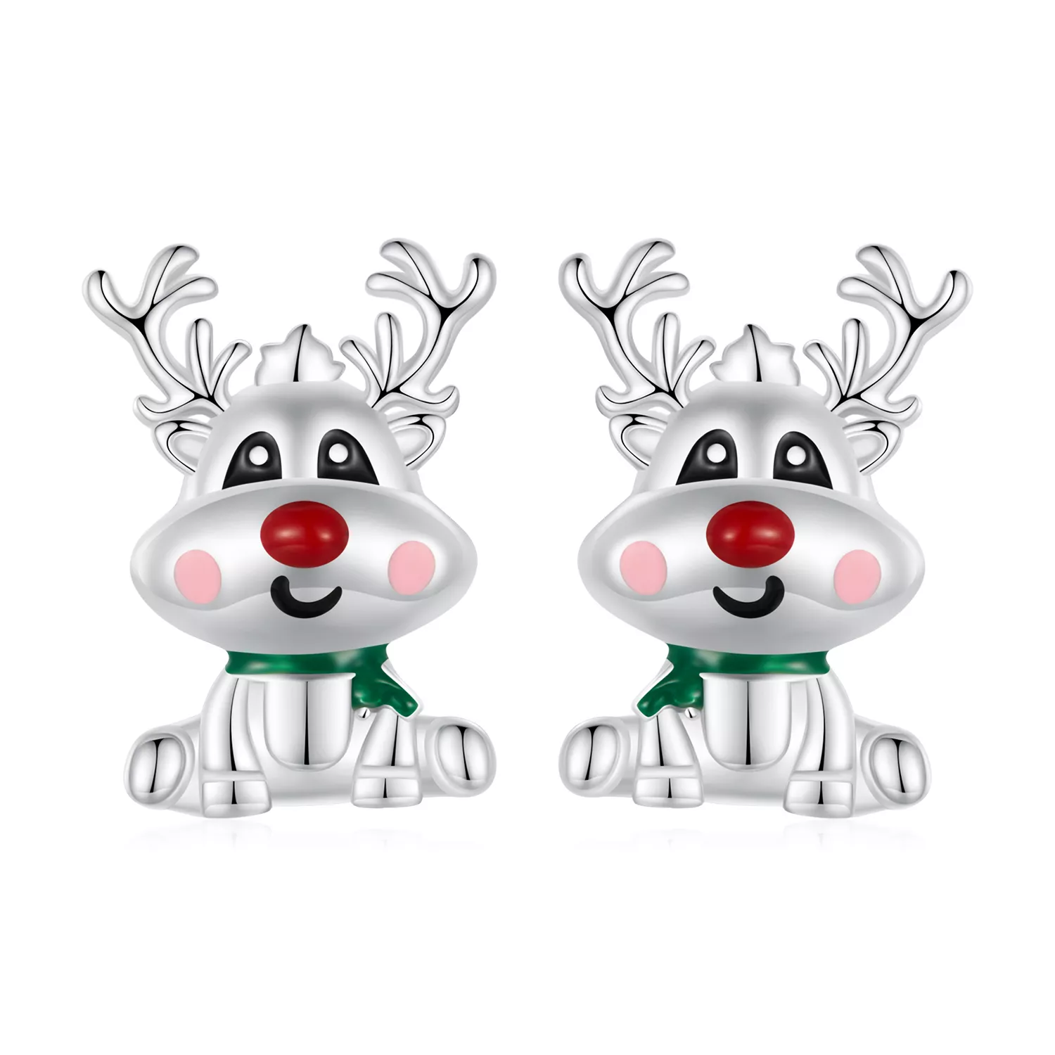pendientes de tachuelas con estilo pandora para navidad con renos bse920