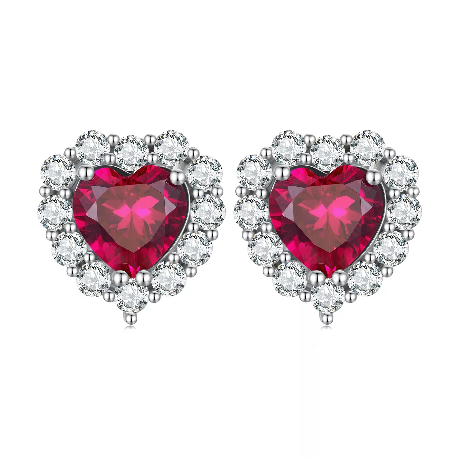 pendientes de tachuelas de amor con circonitas al estilo pandora sce1577