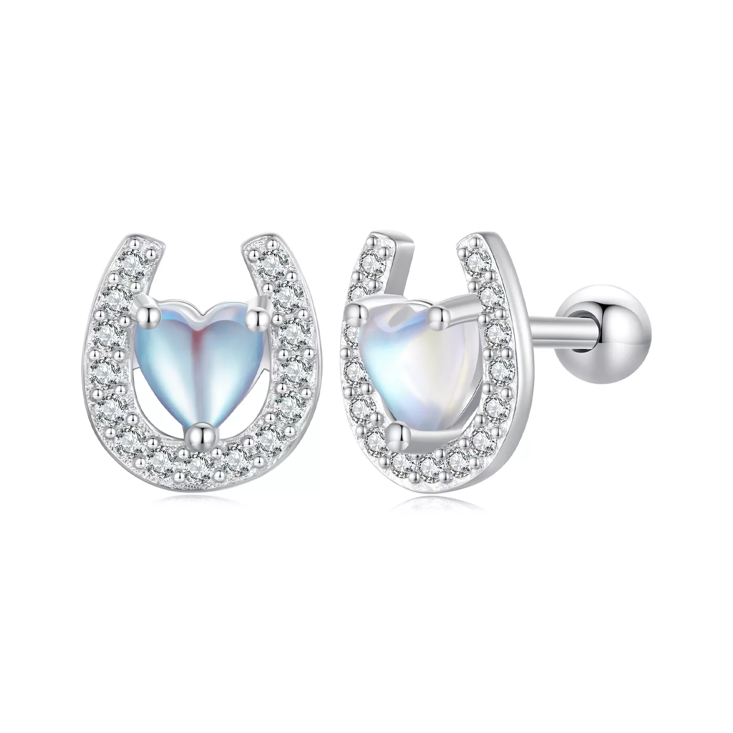 pendientes de tapones redondos con herradura al estilo pandora sce1612