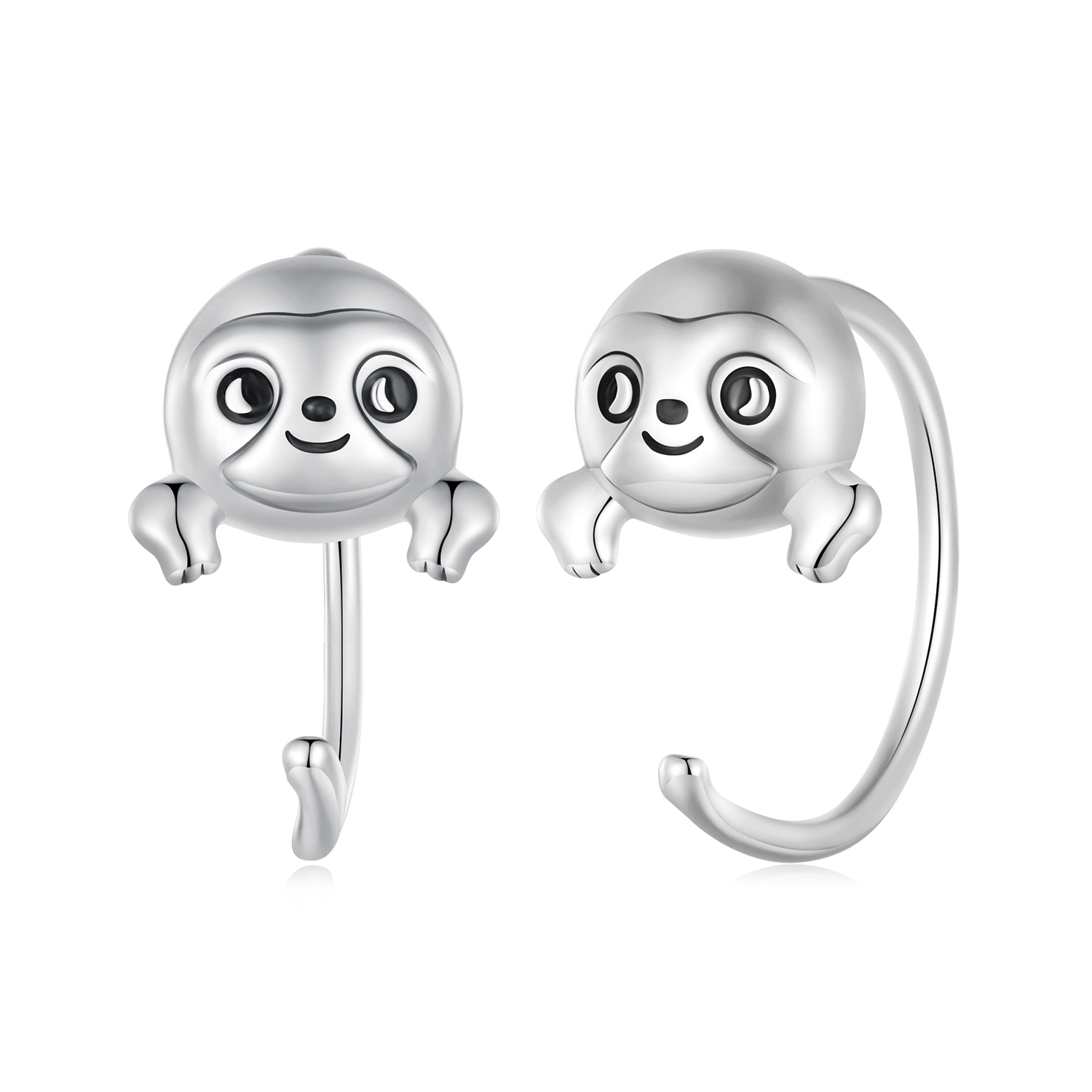 pendientes de tuerca con diseño de perezoso al estilo pandora sce1651