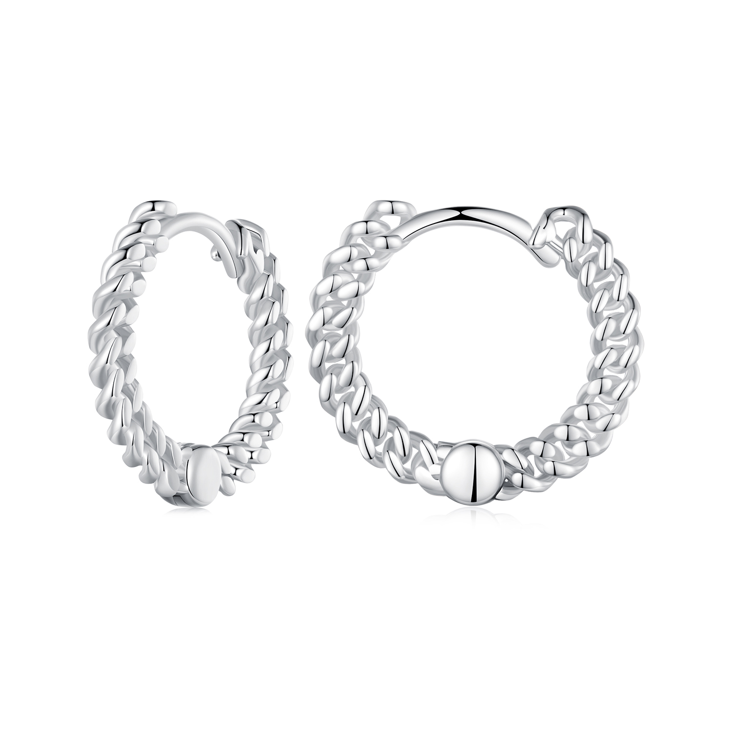 pendientes estilo pandora con cadena y aro bse906