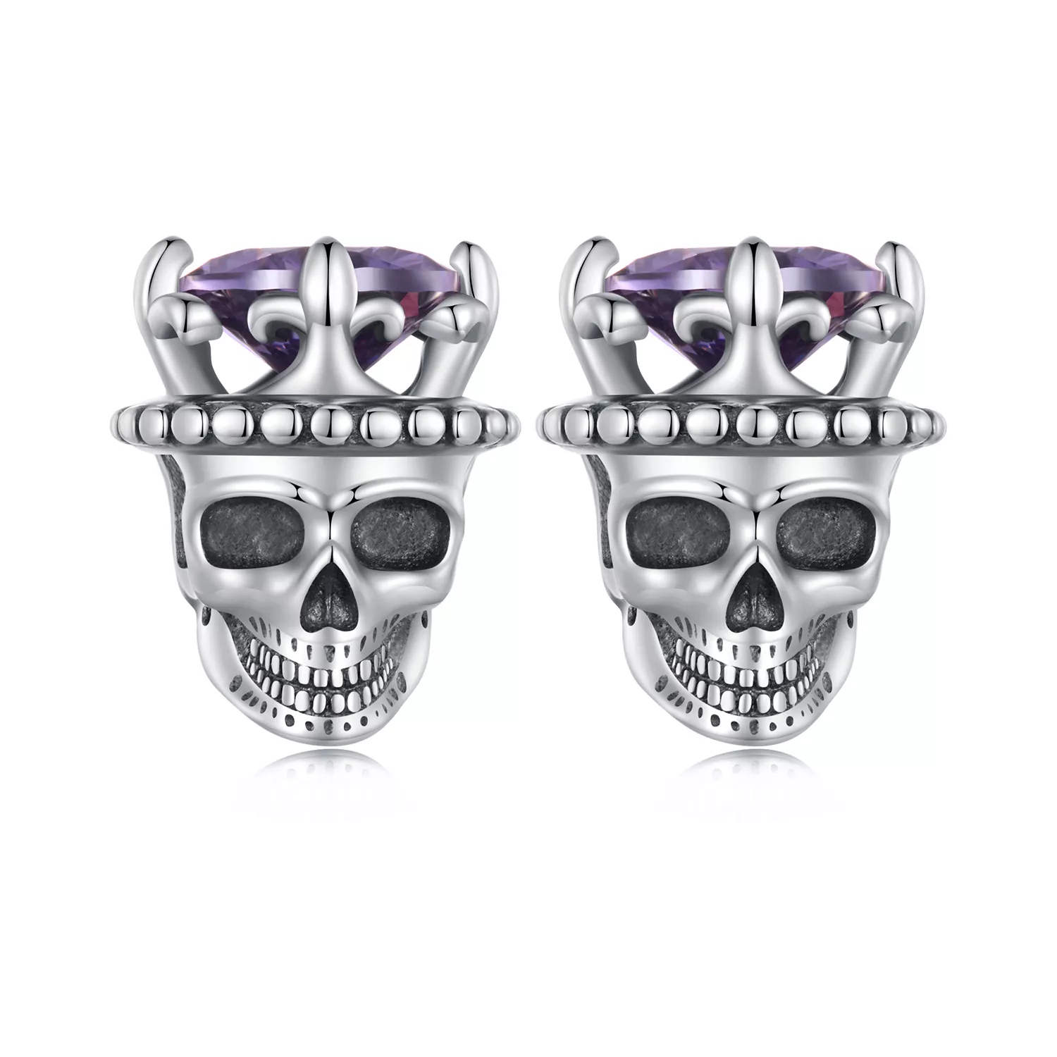 pendientes estilo pandora skeleton king studs bse892
