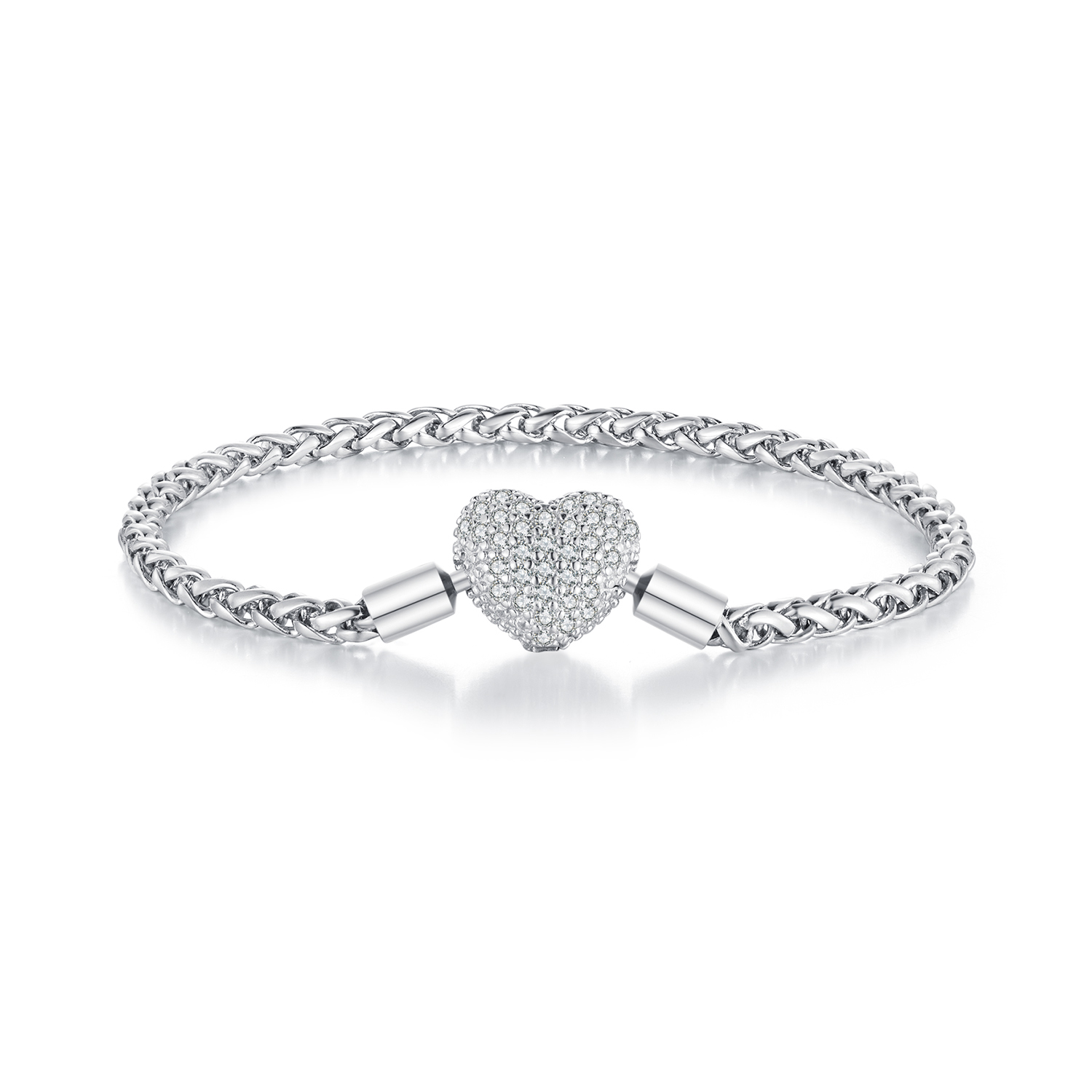 pulsera de cadena brillante en forma de corazón al estilo pandora bsb133