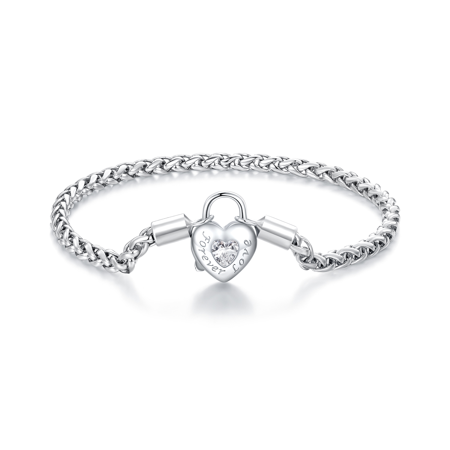 pulsera de cadena básica con candado en forma de corazón estilo pandora bsb147