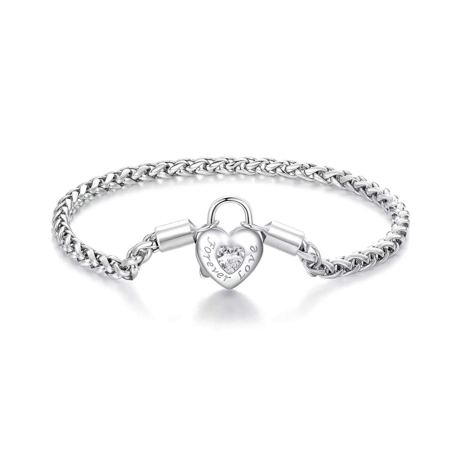 pulsera de cadena básica con candado en forma de corazón estilo pandora bsb147