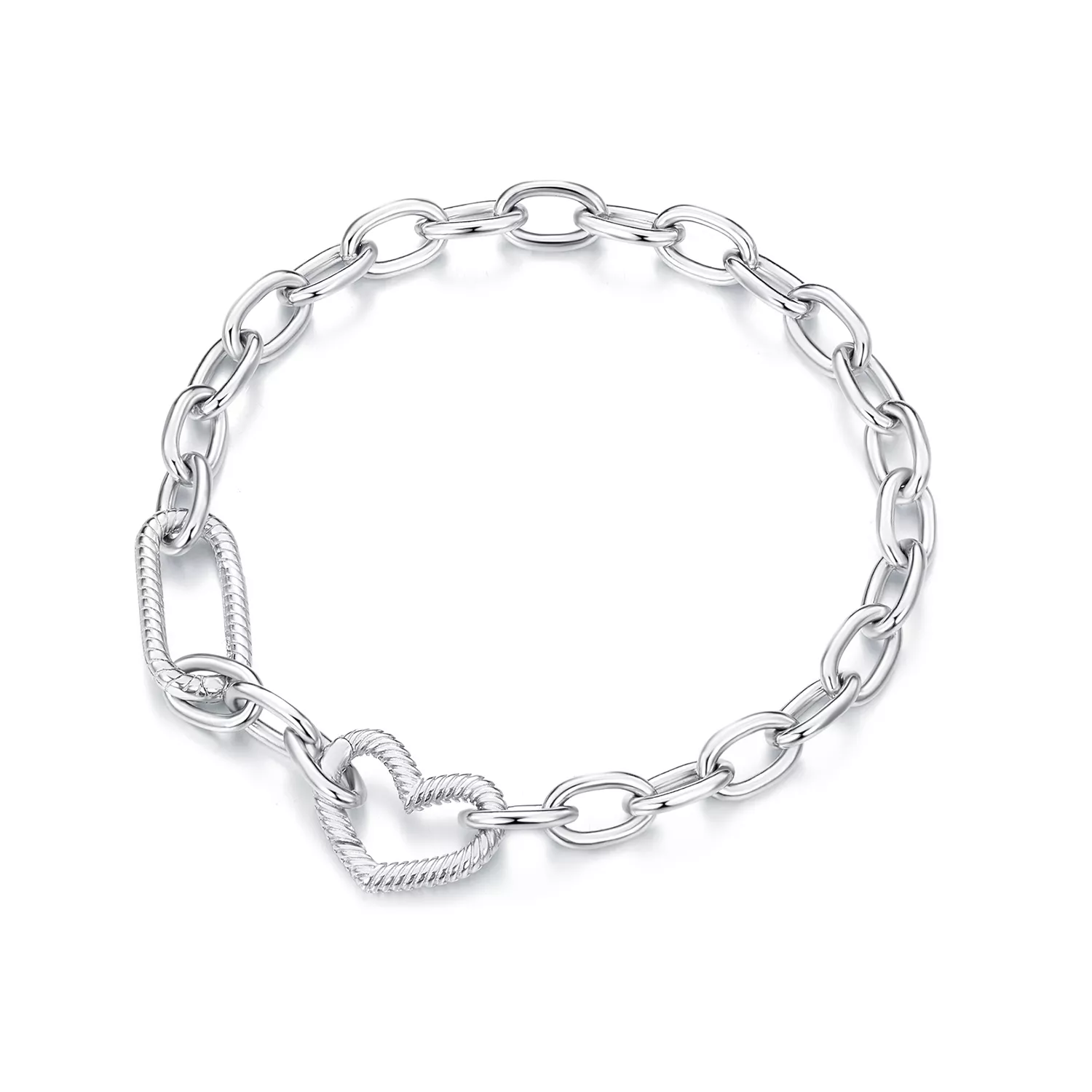 pulsera de cadena con estilo pandora en forma de corazón scb258
