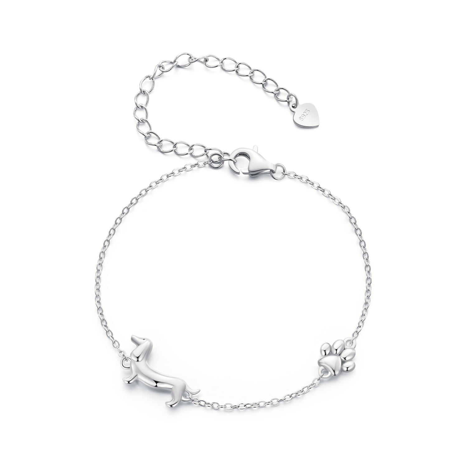 pulsera de cadena estilo pandora con dachshund scb262