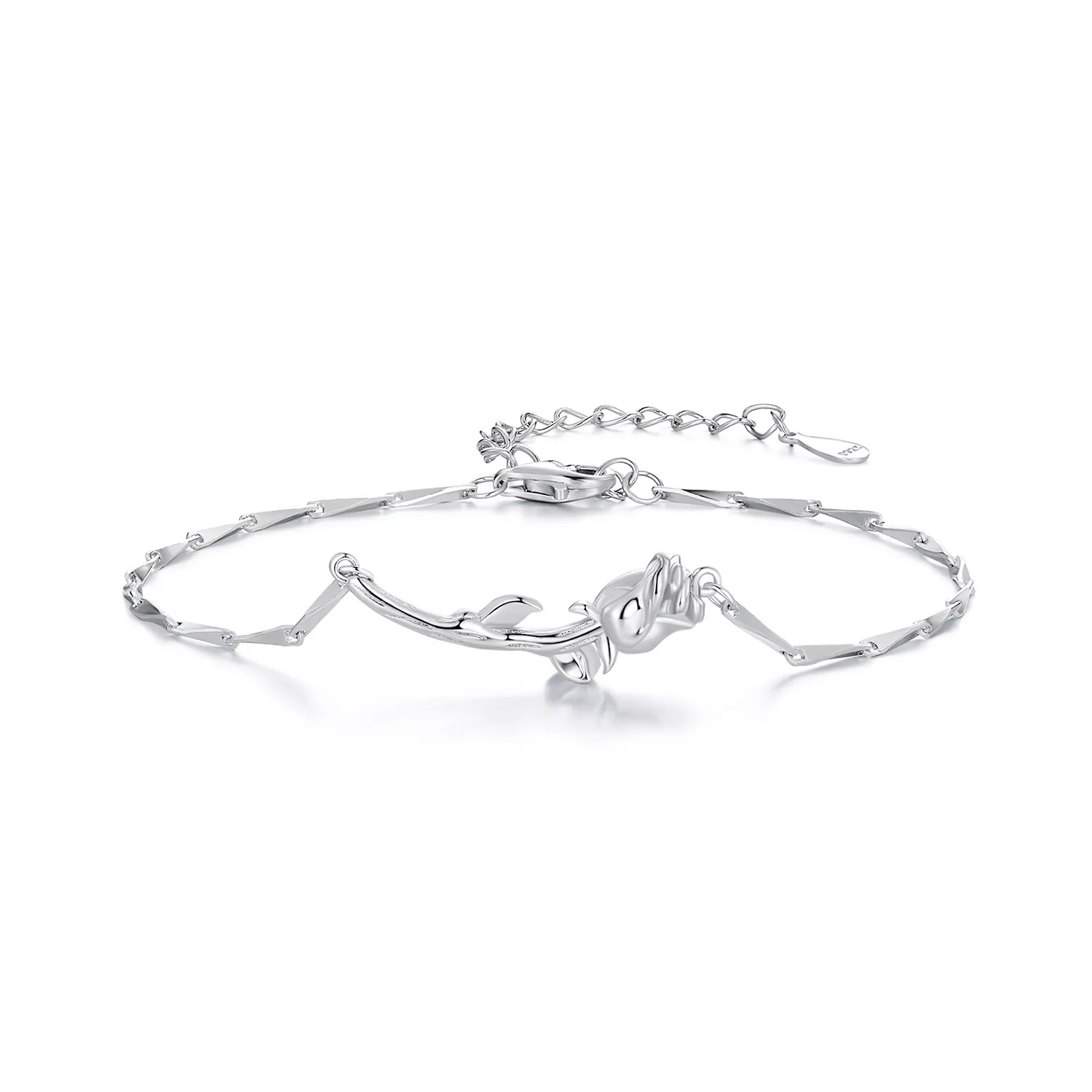 pulsera de cadena estilo pandora con dije en forma de rosa bsb146