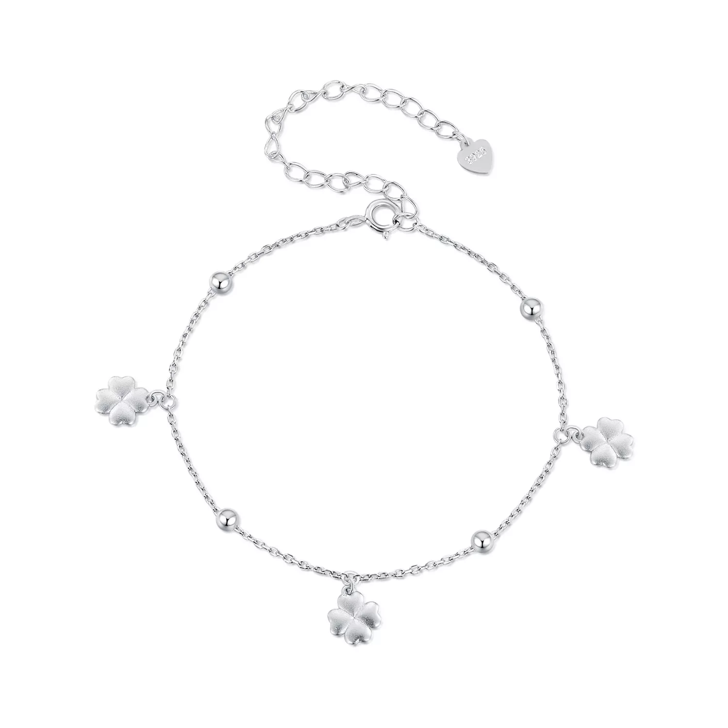 pulsera de cadena estilo pandora con trébol de cuatro hojas bsb139