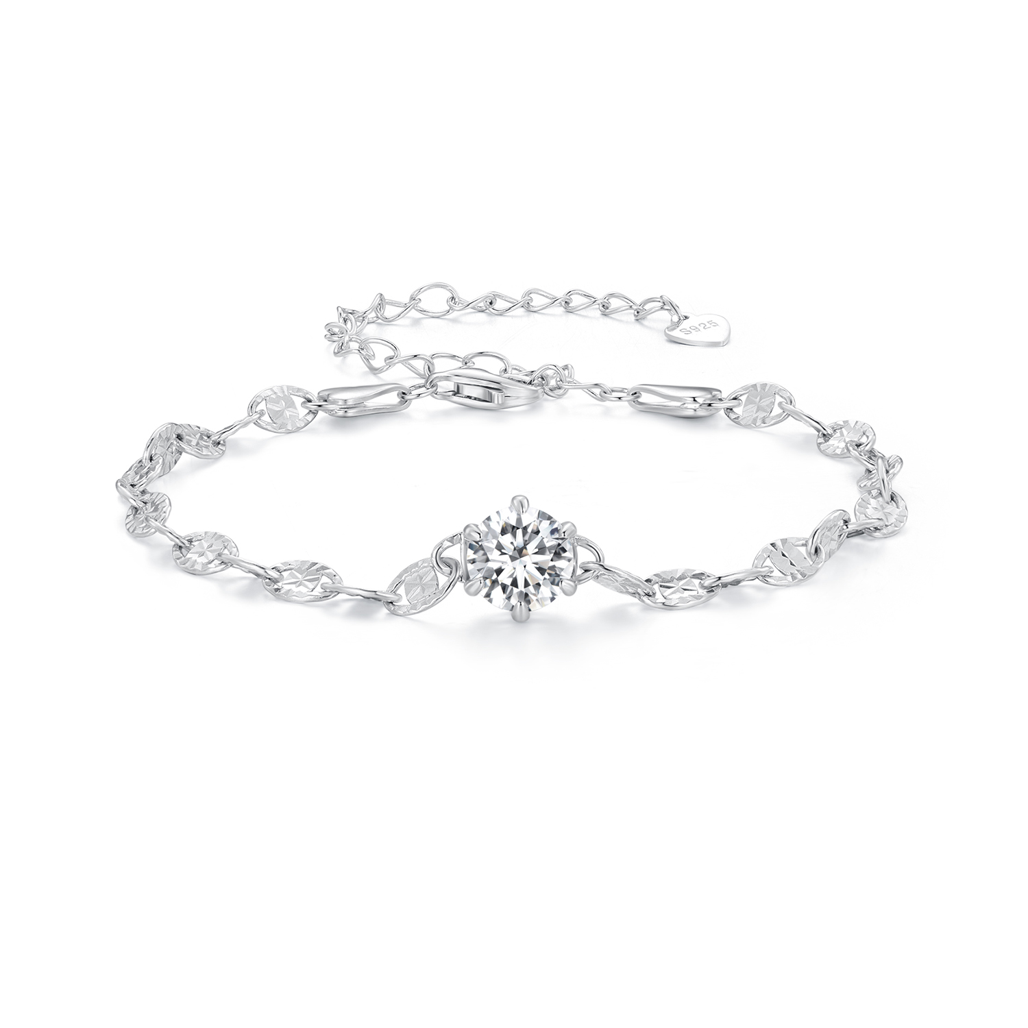 pulsera de cadena fina con zirconia estilo pandora bsb142