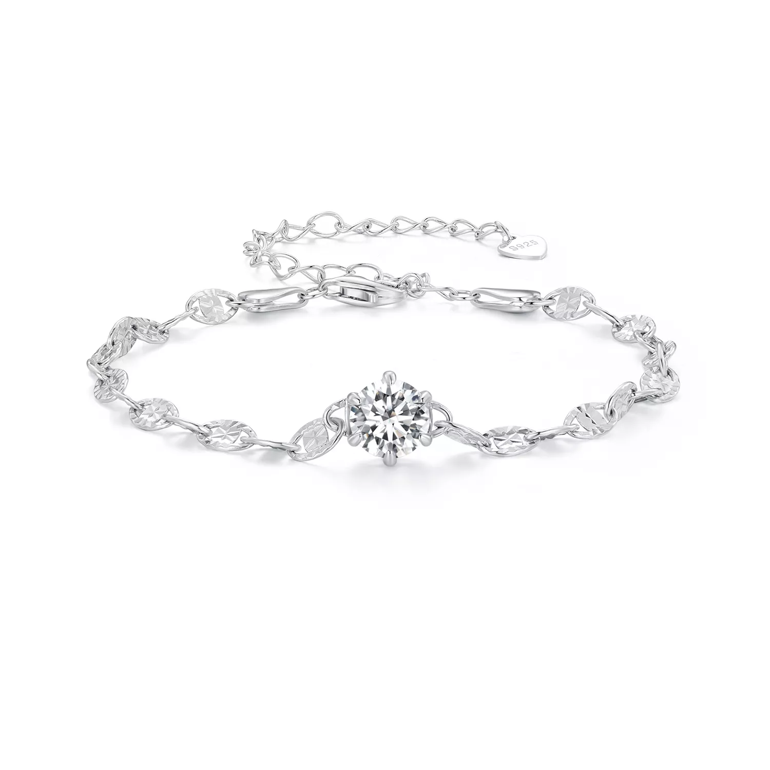 pulsera de cadena fina con zirconia estilo pandora bsb142