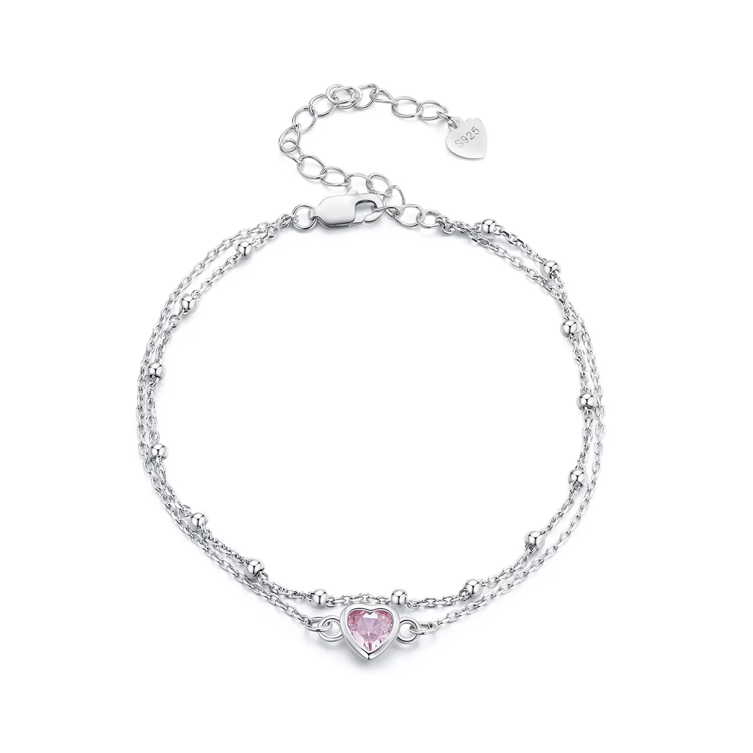 pulsera de doble capa con forma de corazón al estilo de pandora bsb152