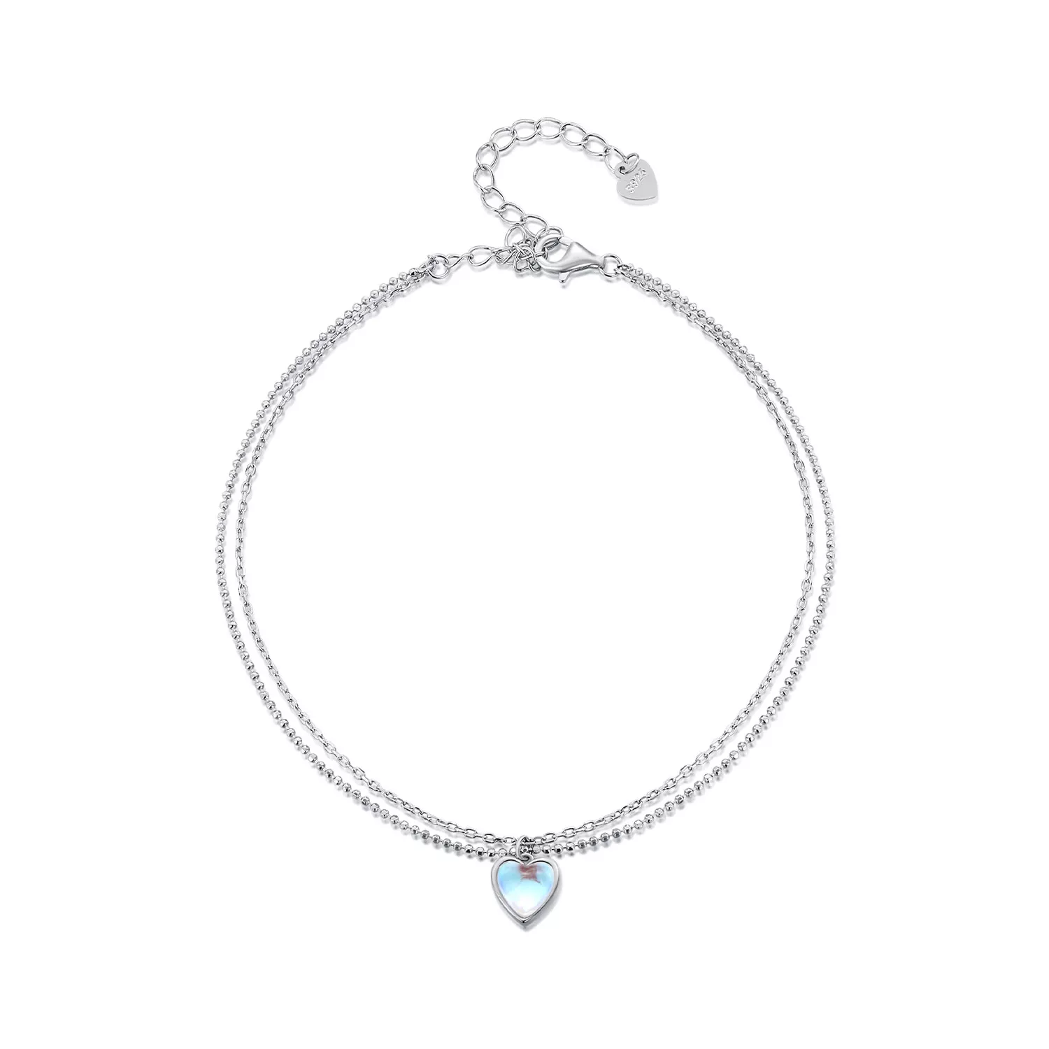 pulsera de tobillo de doble capa con forma de corazón estilo pandora sct024