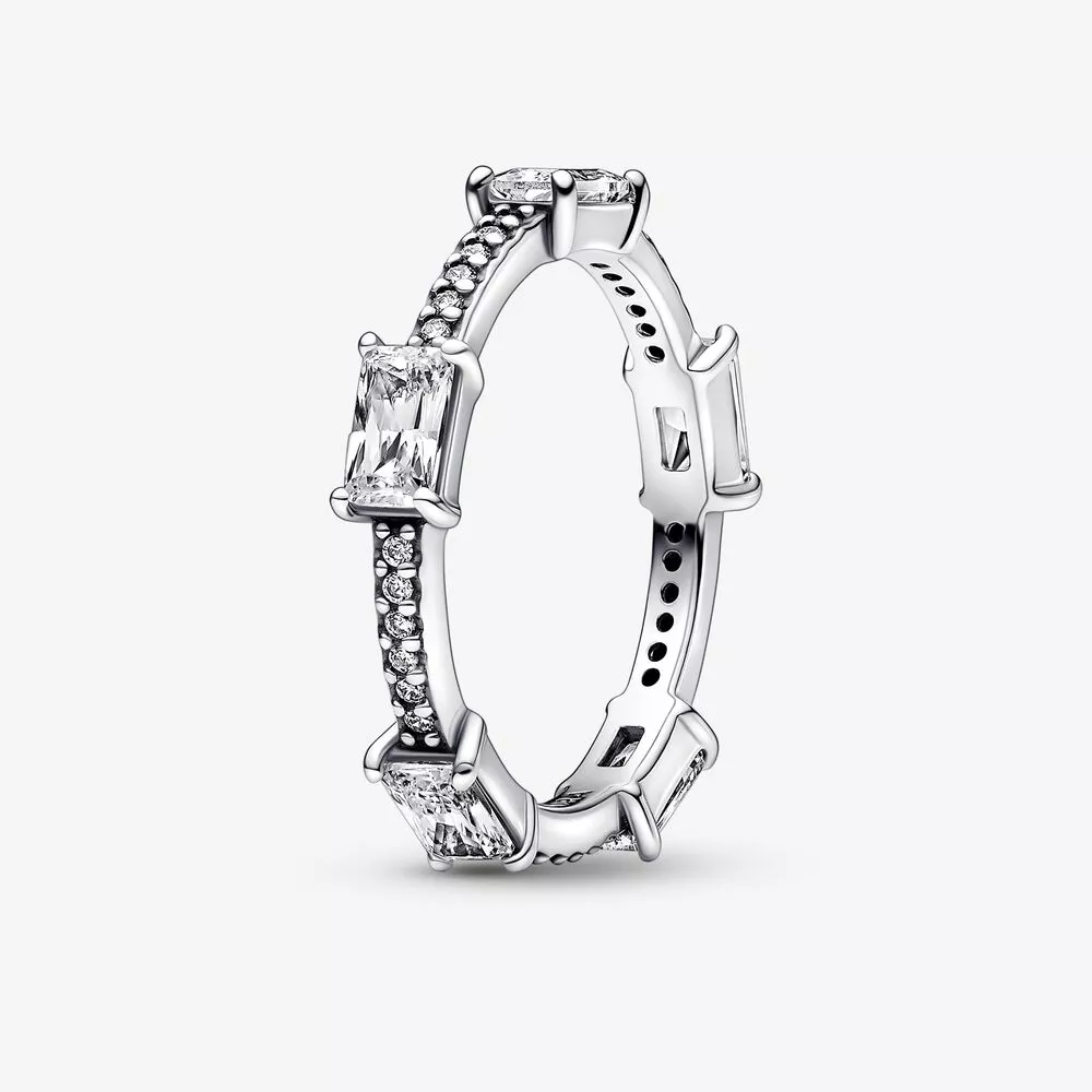 anillo pandora con barras rectangulares y pavé brillante 192397c01