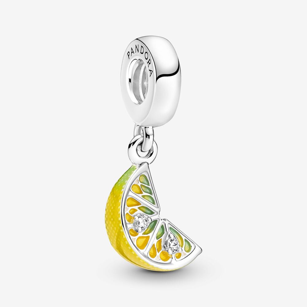 charm colgante con forma de rodaja de limón y fruta brillante de pandora 791696c01