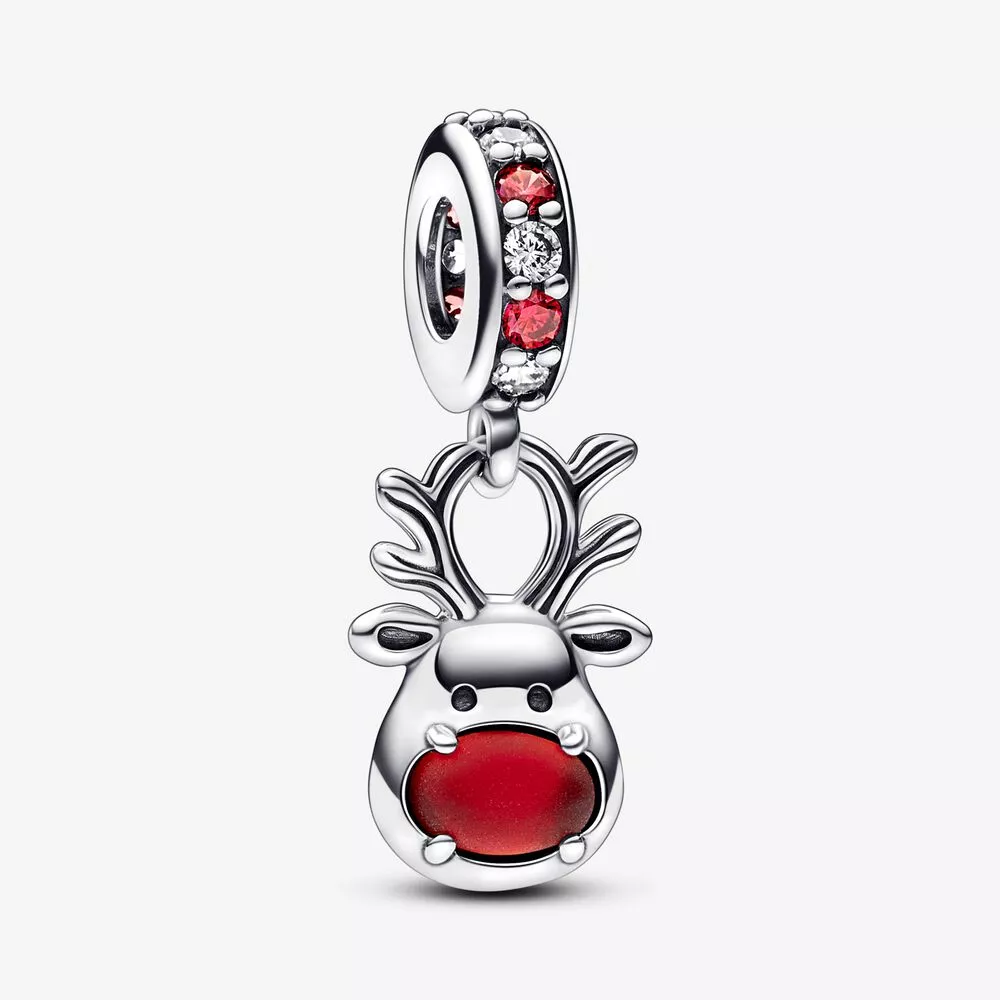 charm colgante de murano con reno de nariz roja de pandora 792330c01