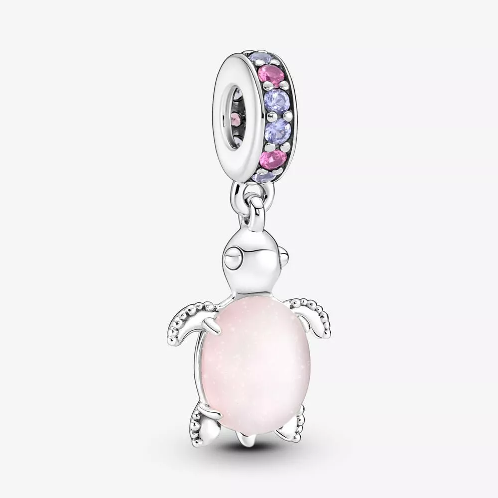 charm colgante de tortuga marina rosa de cristal de murano de pandora 798939c02