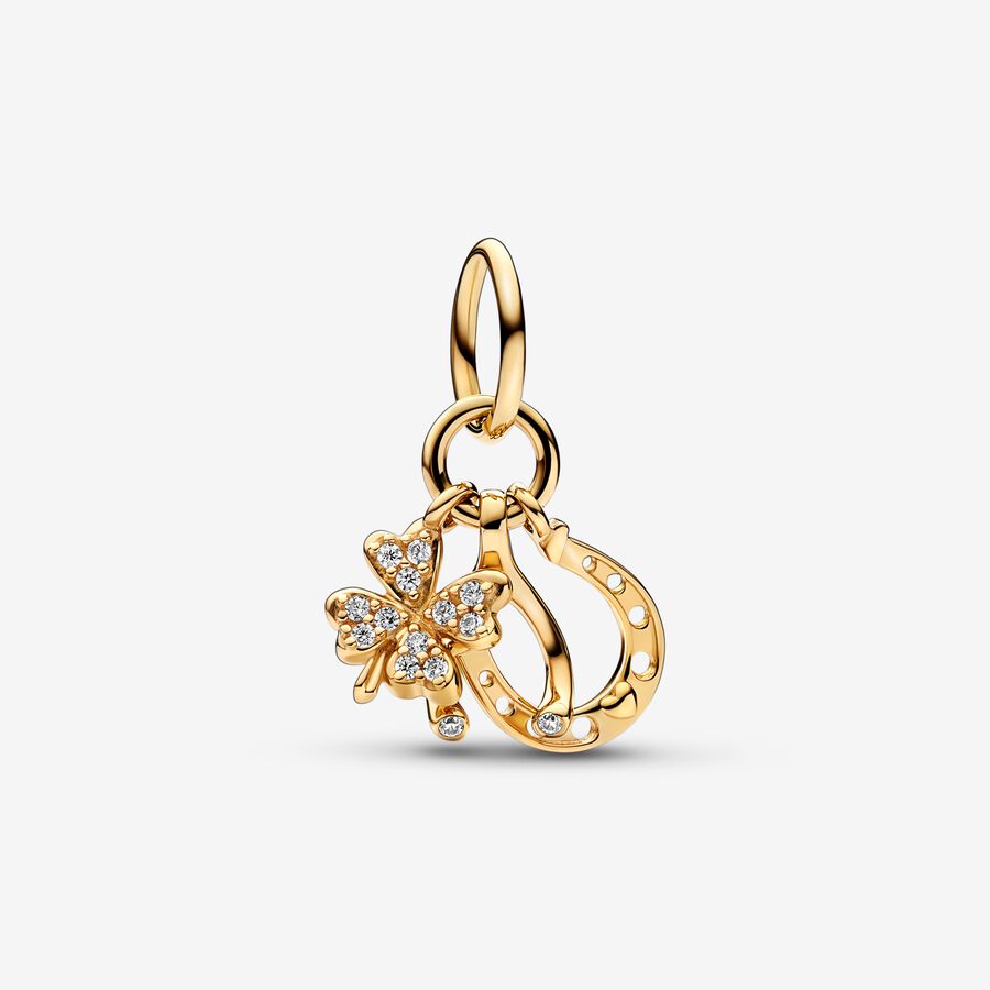 charm colgante de trébol de la suerte espoleta y herradura de pandora 752337c01