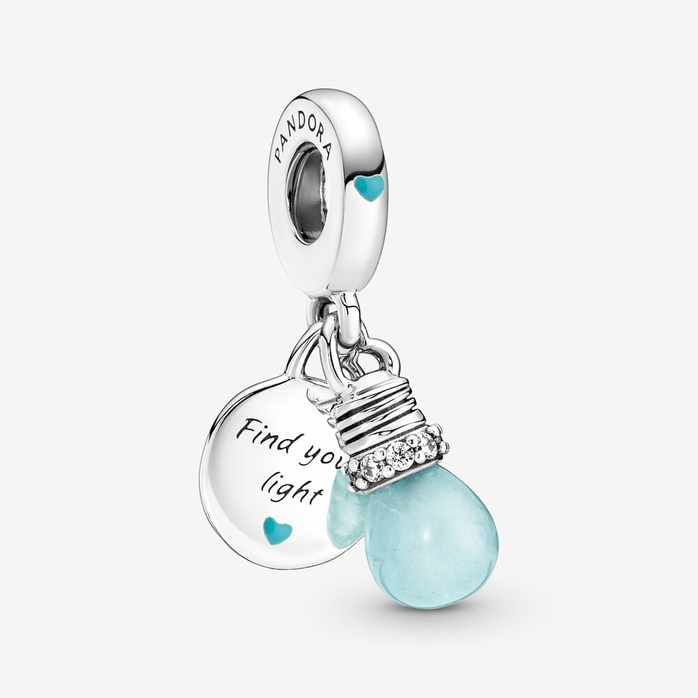 charm colgante doble con bombilla que brilla en la oscuridad de pandora 791123c01