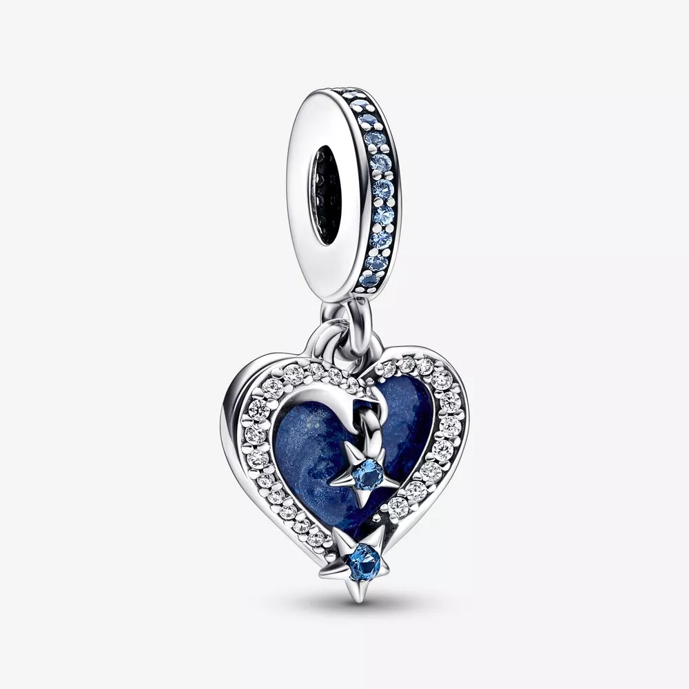 charm colgante doble con forma de corazón y estrella fugaz celestial de pandora 792356c01