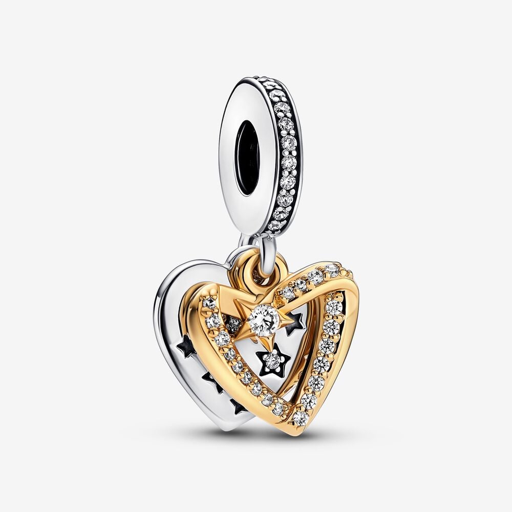 charm colgante doble con forma de estrella fugaz y corazones de pandora 762203c01