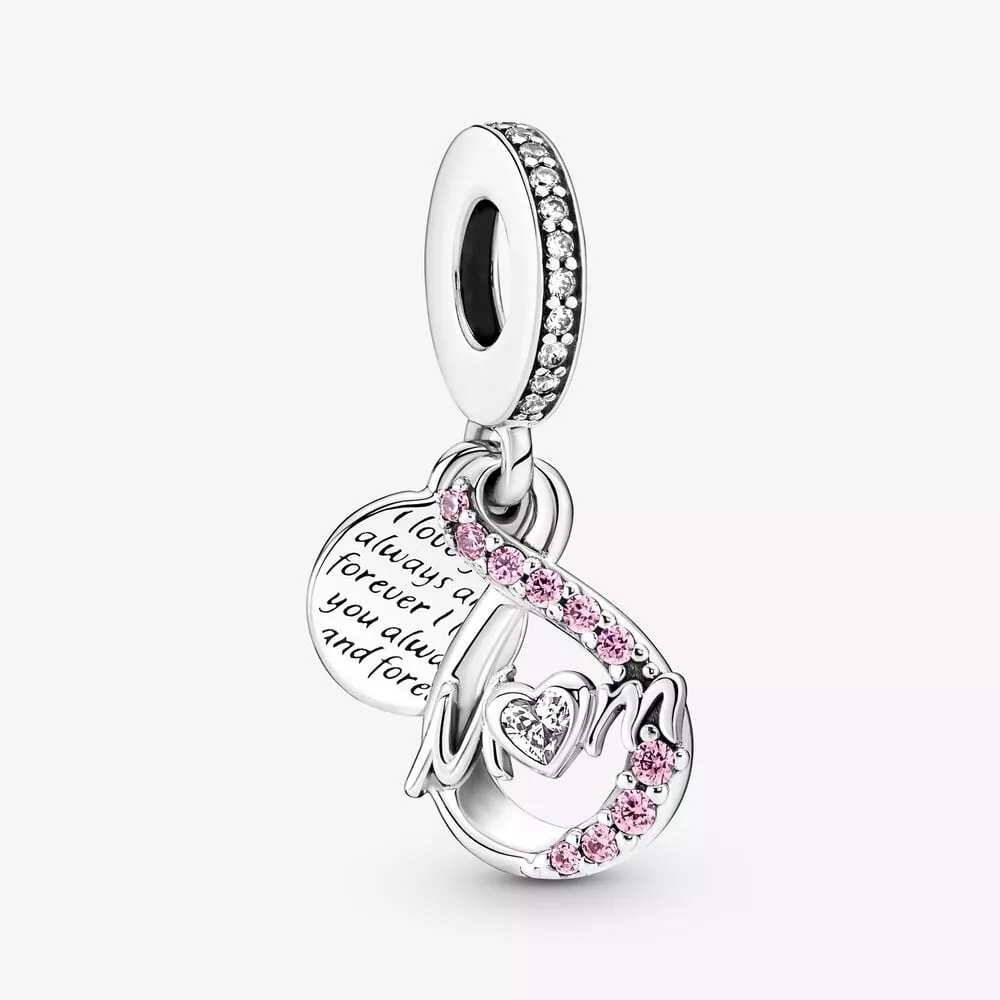 charm colgante doble con pavé infinito y mamá de pandora 791468c01