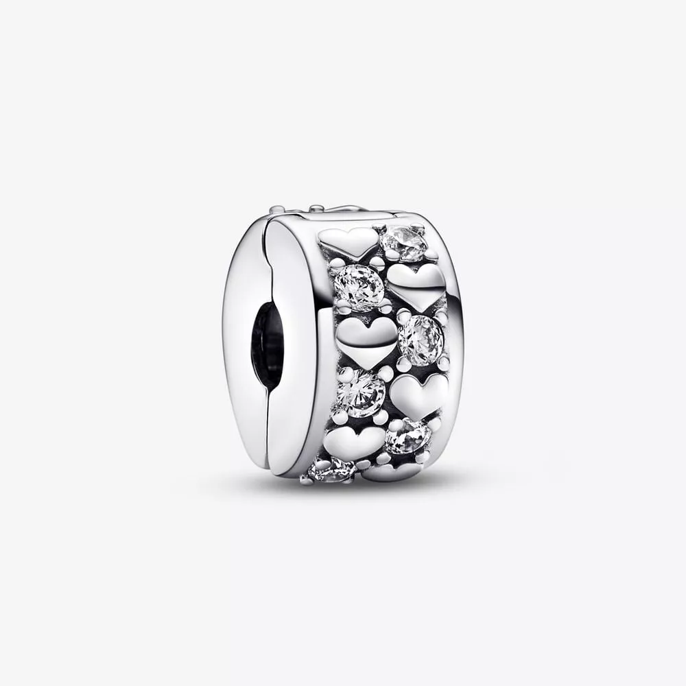 charm con clip brillante y corazones infinitos de pandora 792235c01
