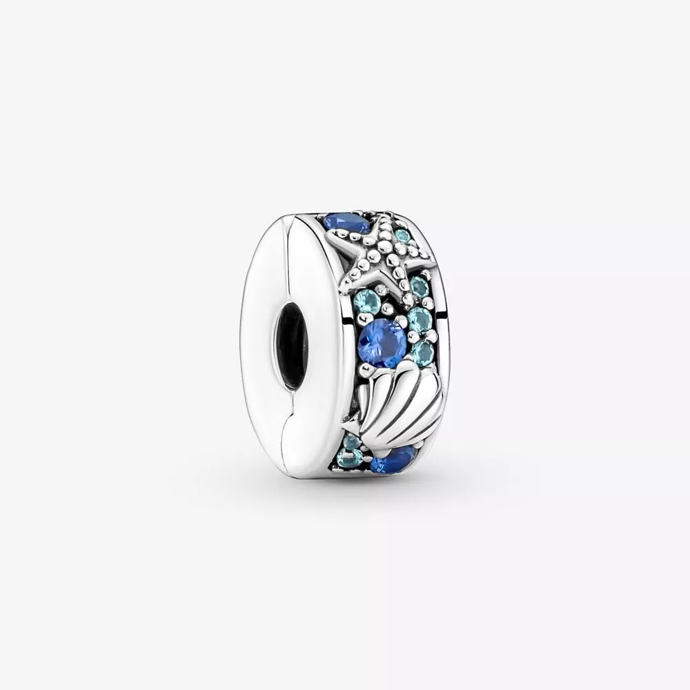 charm con clip de concha y estrella de mar tropical de pandora 791678c01