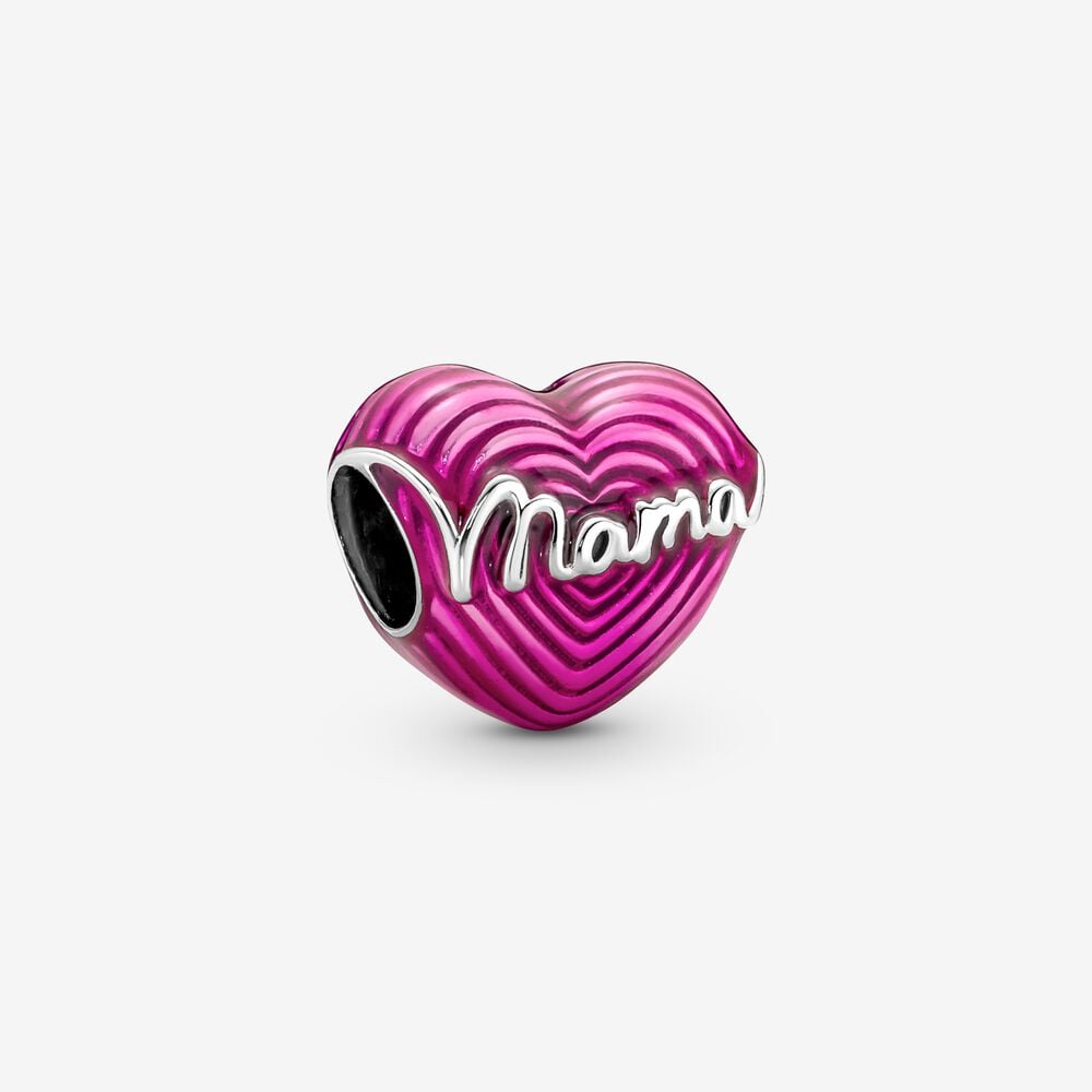 charm de corazón con la palabra mamá radiante de amor de pandora 791505c01