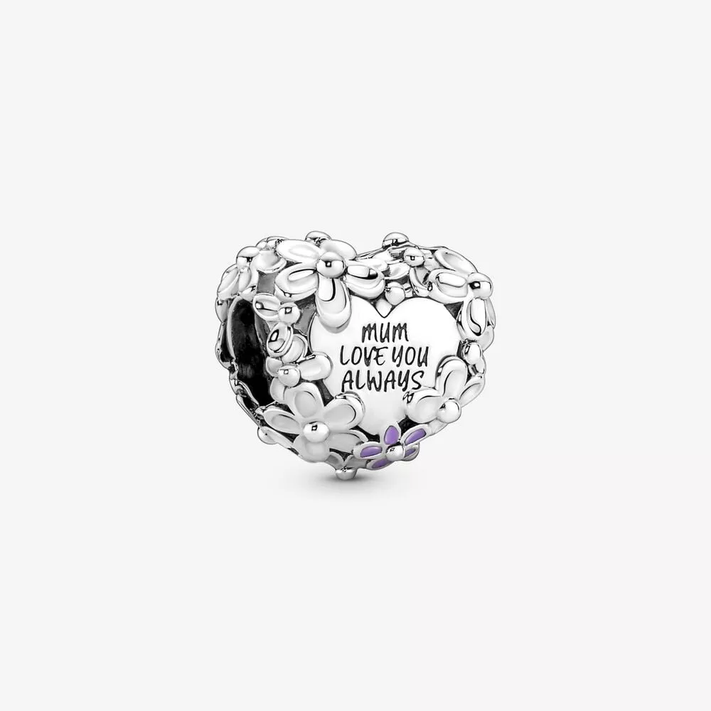 charm de corazón con margaritas de pandora 791155c01