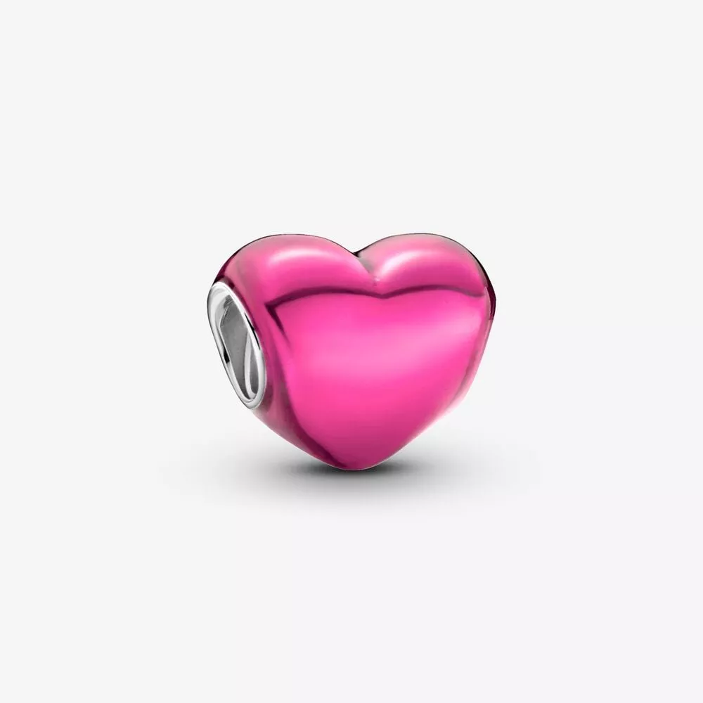 charm de corazón rosa metalizado de pandora 799291c03