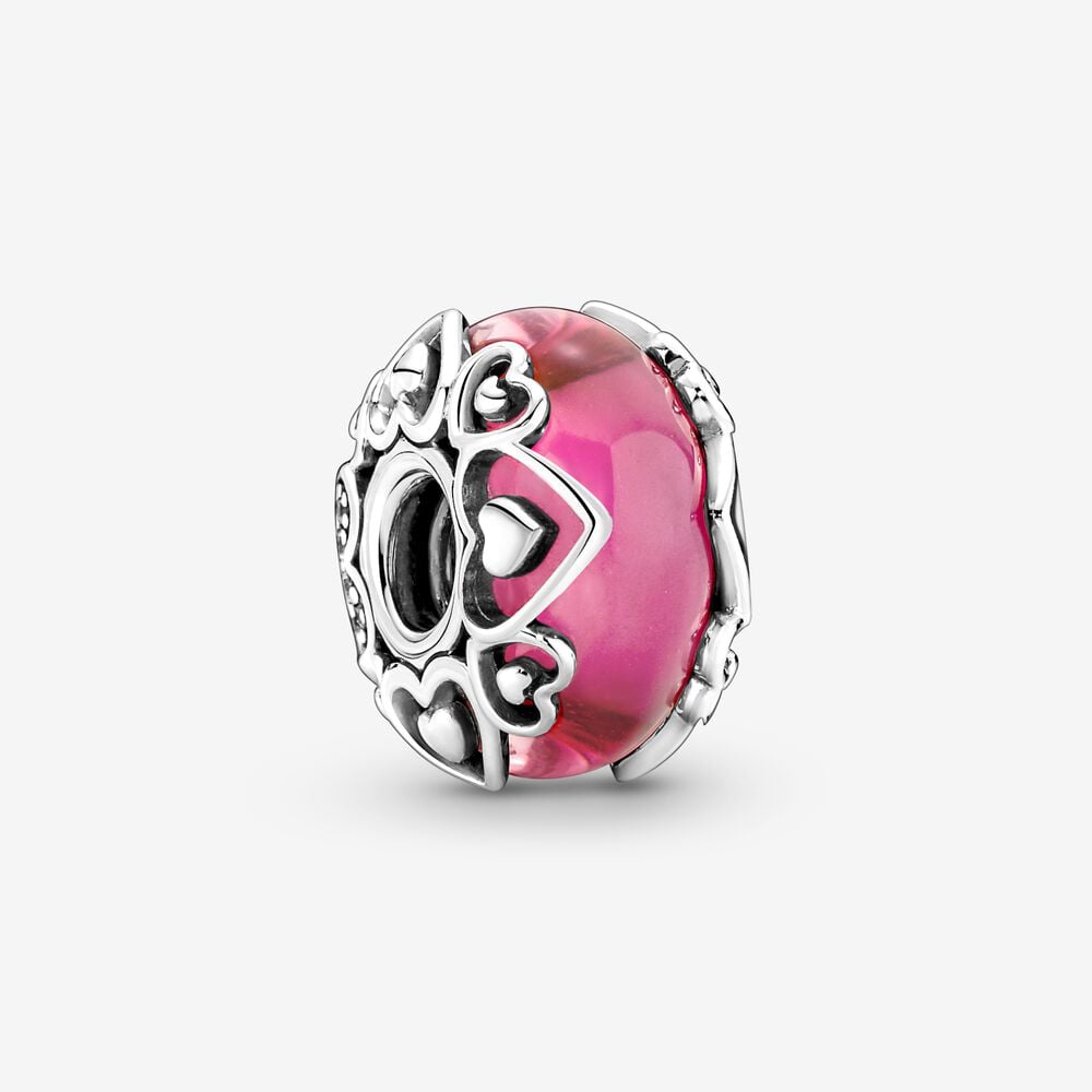 charm de cristal de murano rosa reveal your love de pandora 791159c00