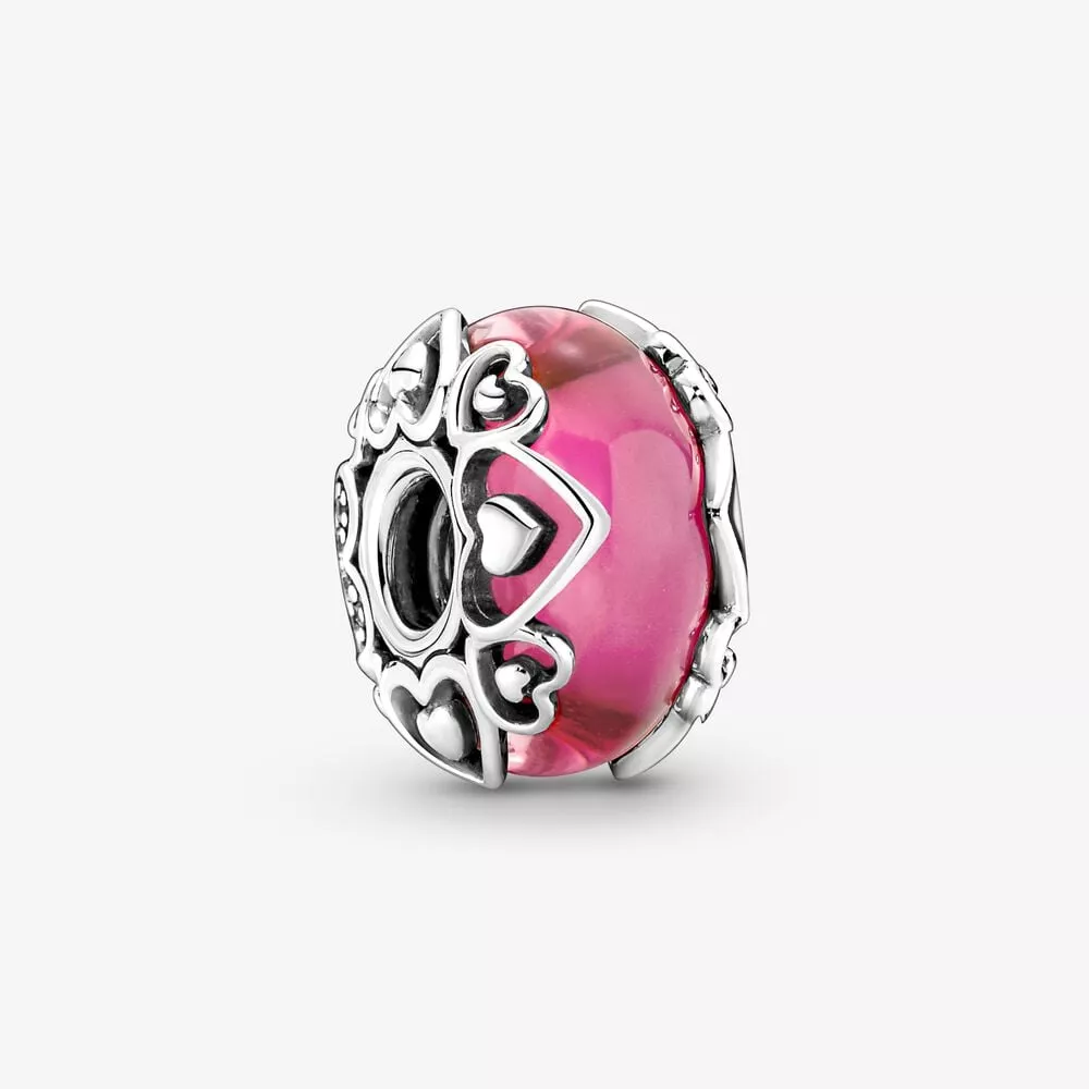 charm de cristal de murano rosa reveal your love de pandora 791159c00