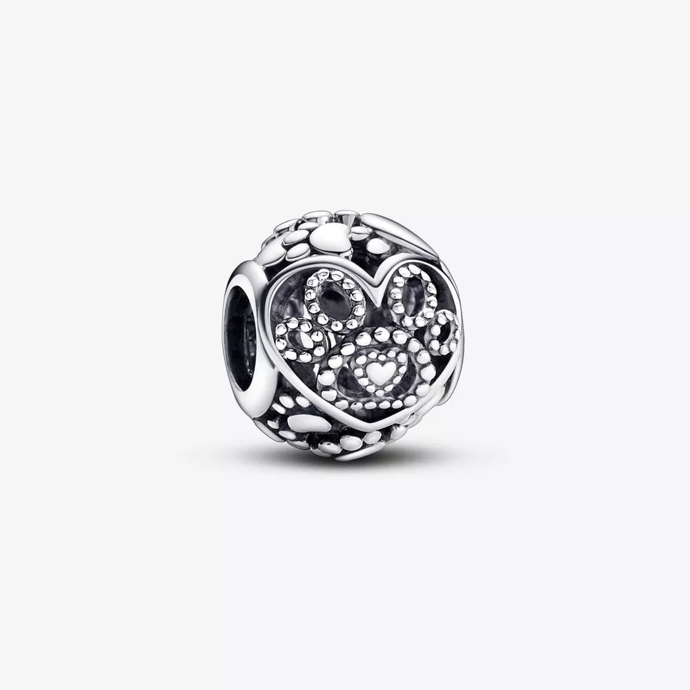 charm de pandora con corazones y huellas de bebé de piel 792248c00