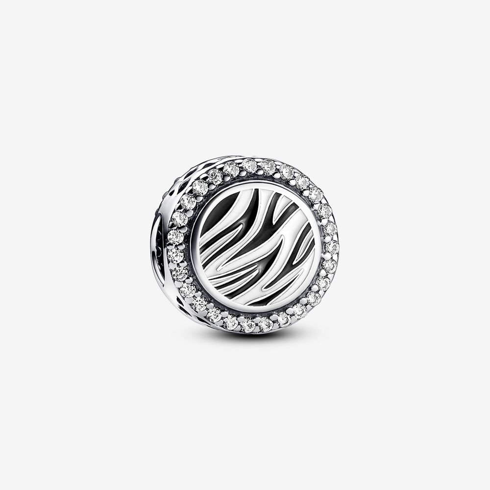 charm de plata de ley con estampado de cebra de pandora 792016cz_e025