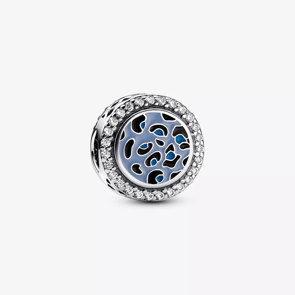 charm de plata de ley con estampado de leopardo azul de pandora 792016cz_e024