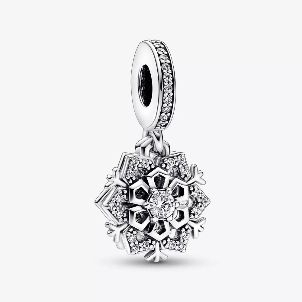 charm doble colgante de copo de nieve brillante de pandora 792355c01