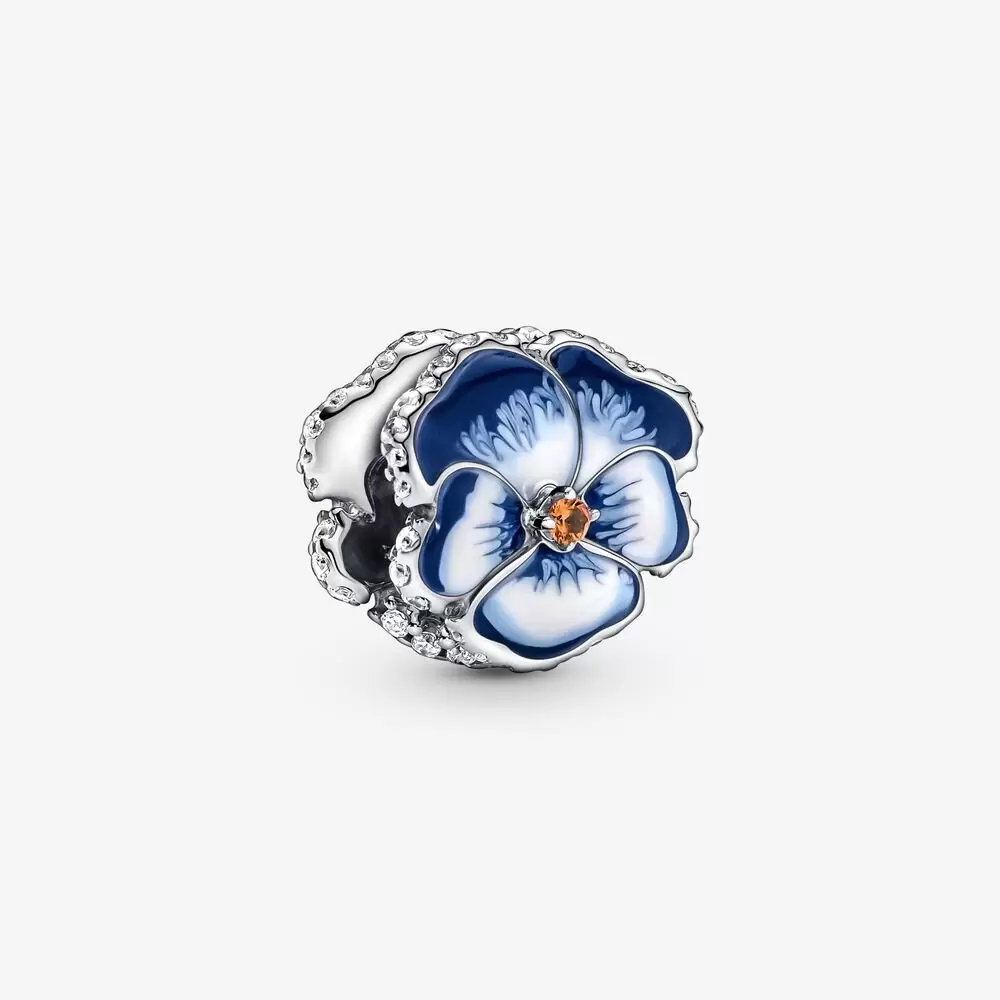 Encanto de flores de pensamiento azul PANDORA - 790777C02