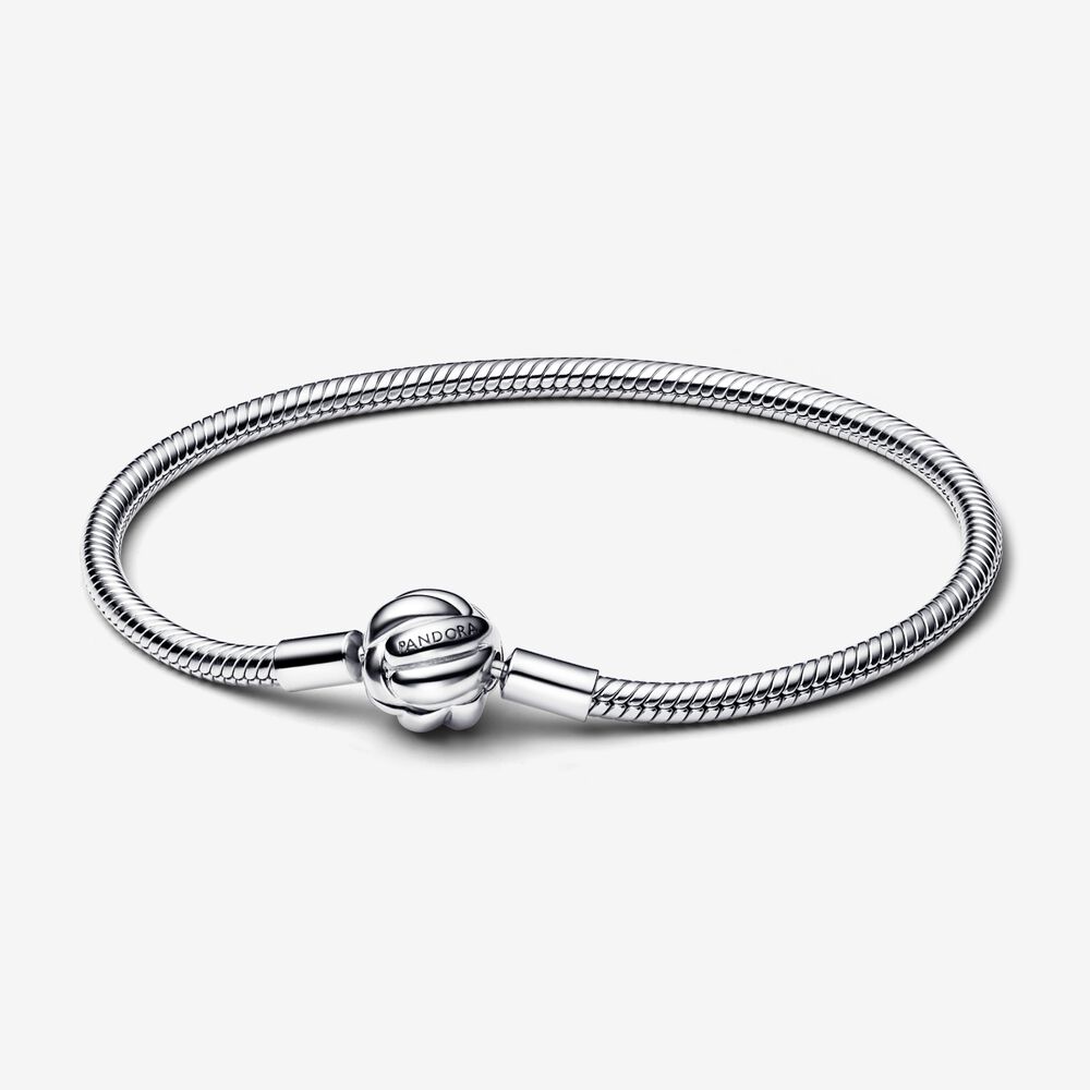 pulsera pandora de plata de ley con cadena de serpiente y cierre de nudo de amor 592422c00