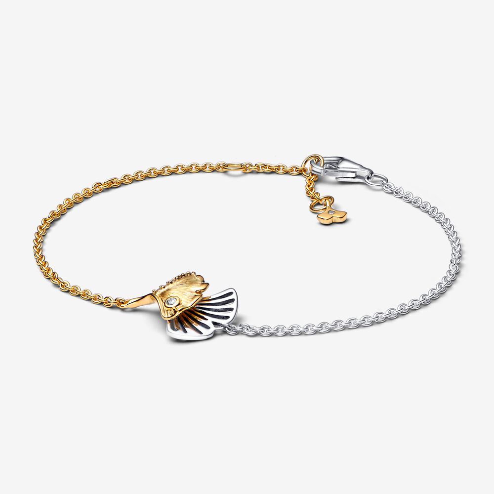 pulsera pandora ginkgo en plata de ley y cadena bañada en oro de 14k 562427c01