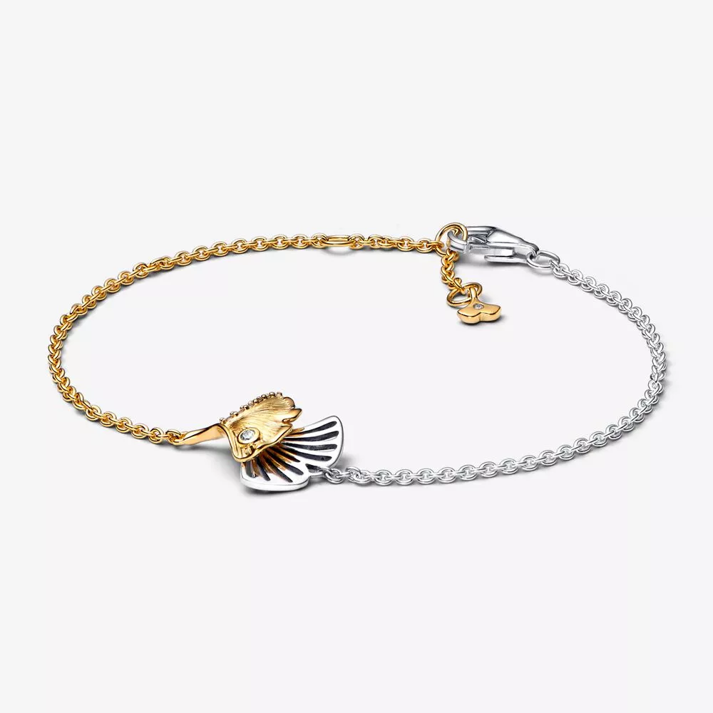 pulsera pandora ginkgo en plata de ley y cadena bañada en oro de 14k 562427c01