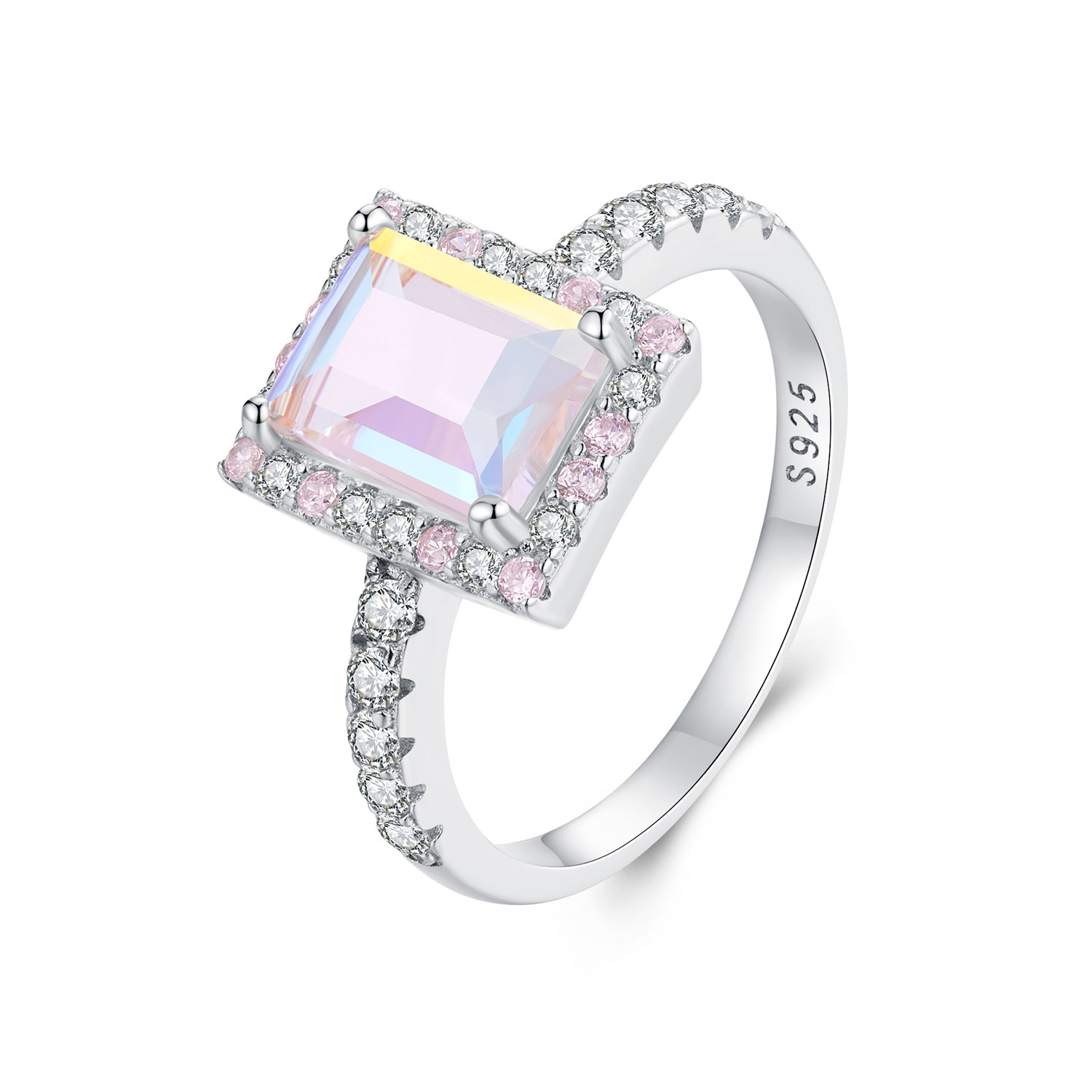 anillo con piedra central grande para niñas estilo pandora scr999