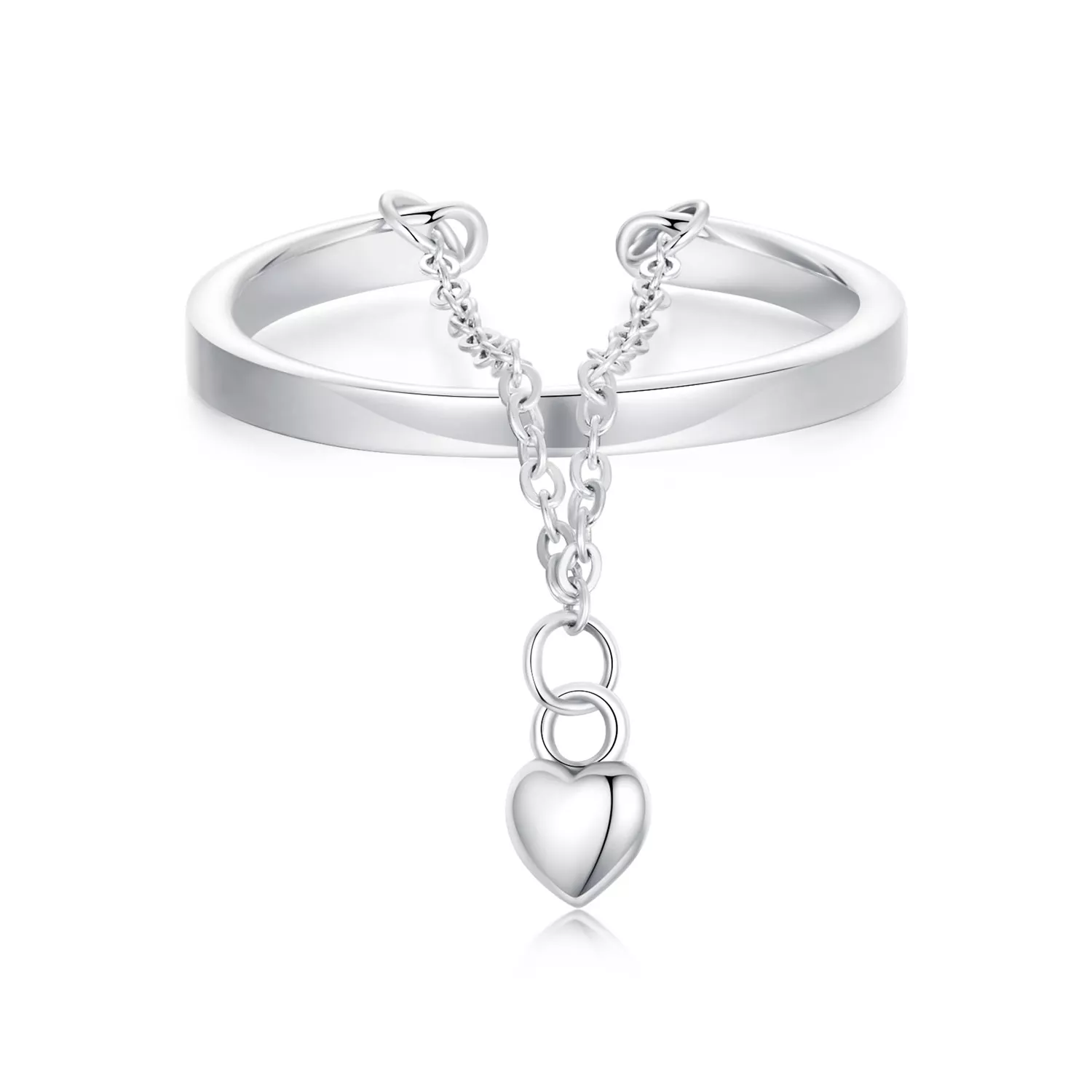 anillo de cadena de doble capa con forma de corazón estilo pandora scr1004 e
