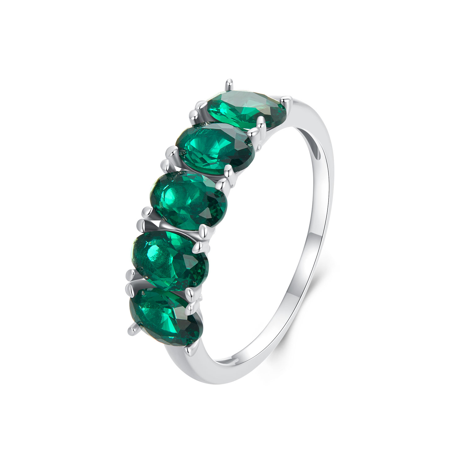 anillo de circonita verde de lujo estilo pandora bsr522