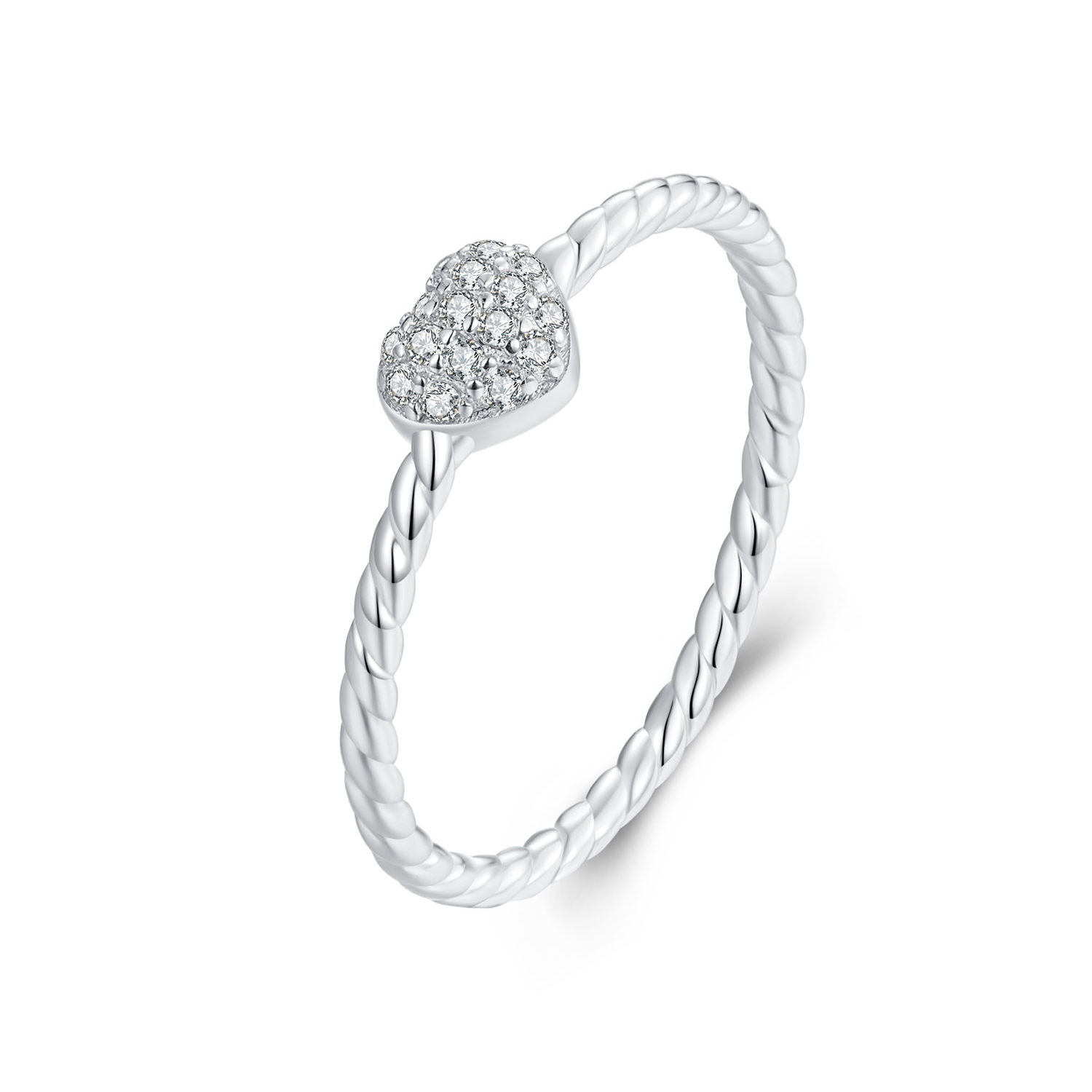 anillo de corazón brillante estilo pandora bsr516